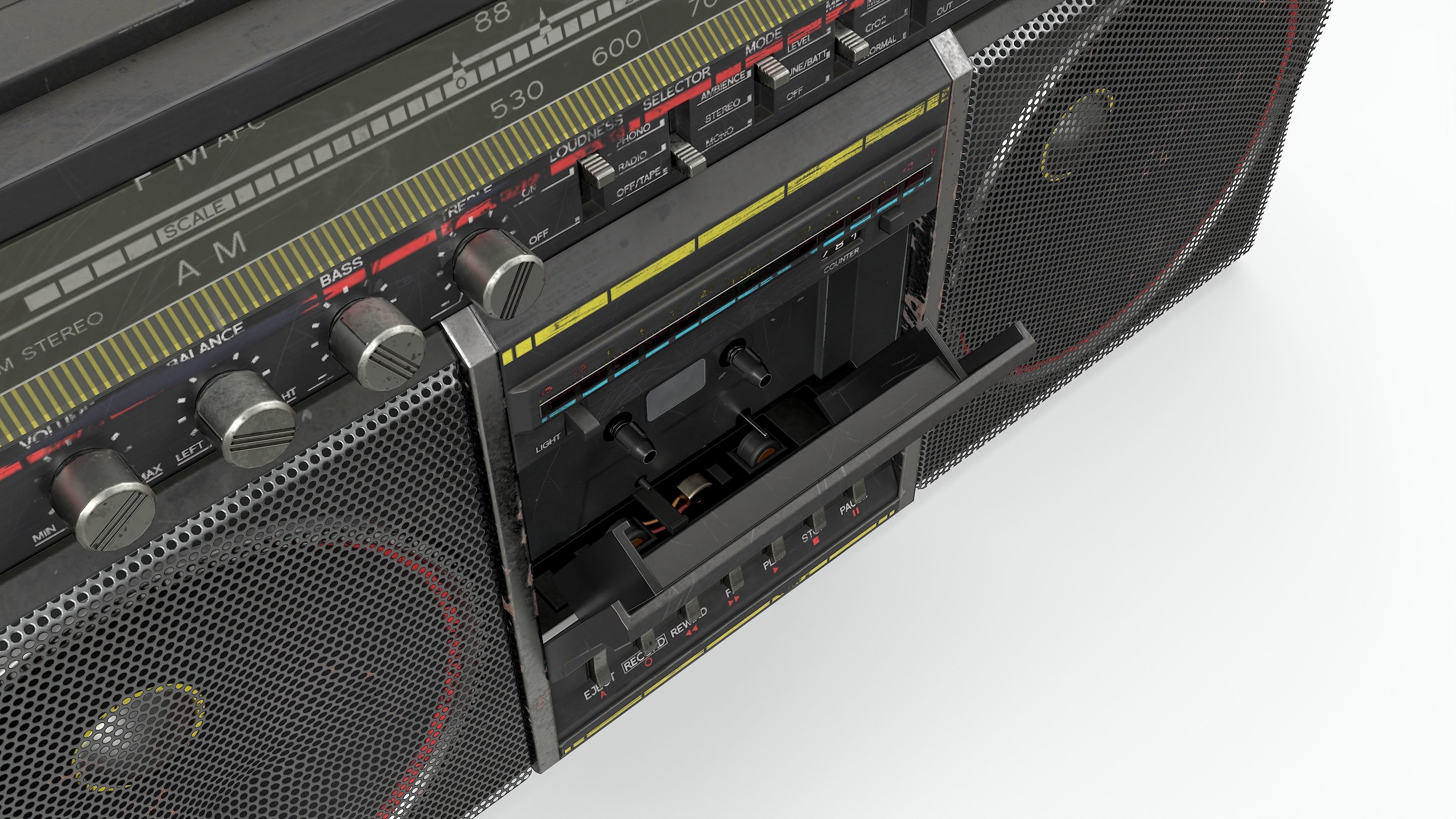 80s Boombox A Black Dirty - Hero Prop Low-poly 3D model_20