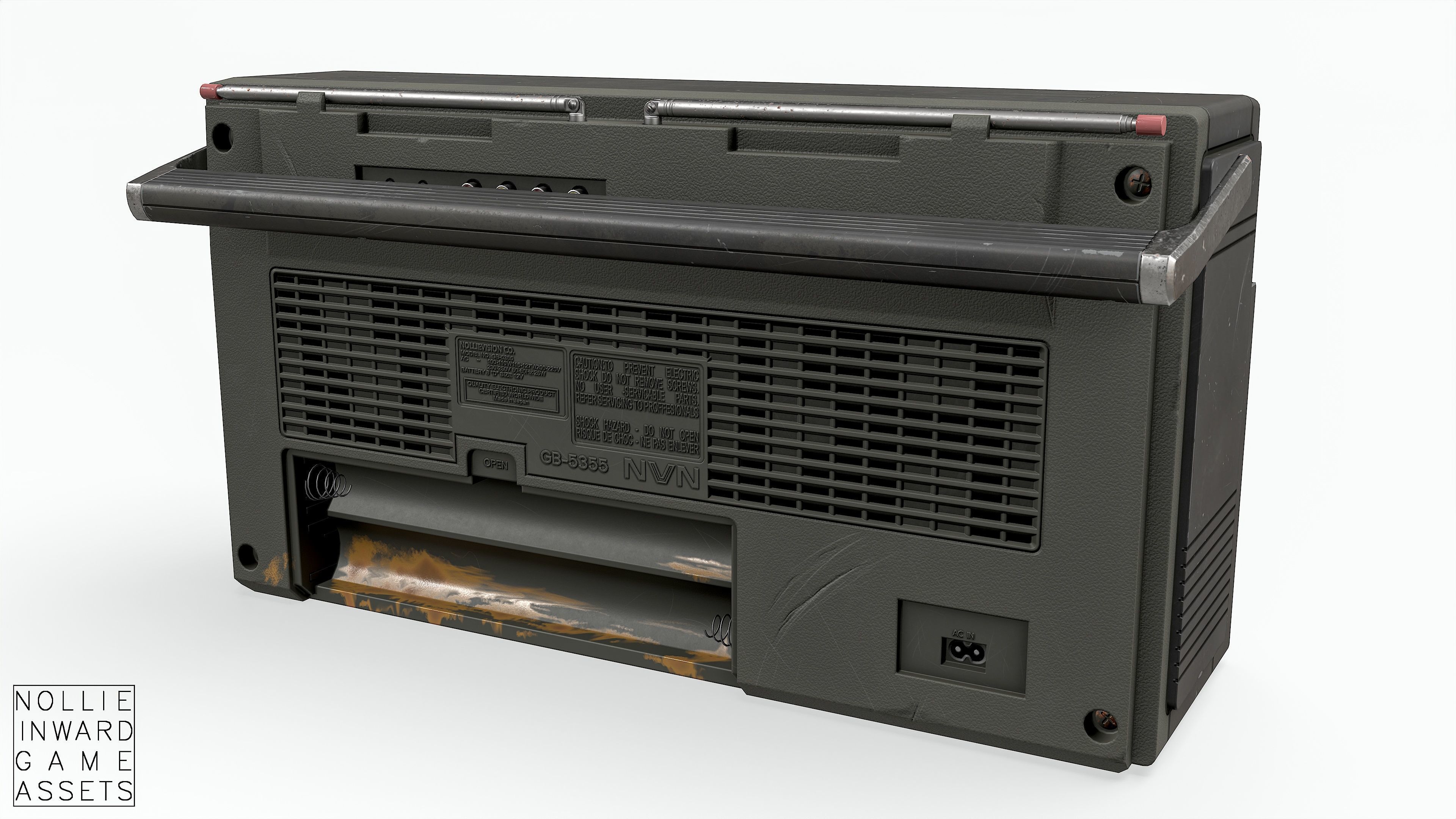 80s Boombox A Black Dirty - Hero Prop Low-poly 3D model_21