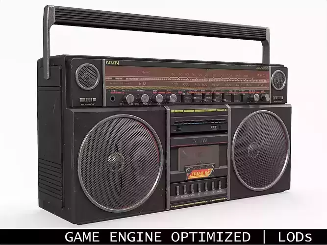 80s Boombox A Black Dirty - Hero Prop Low-poly 3D model