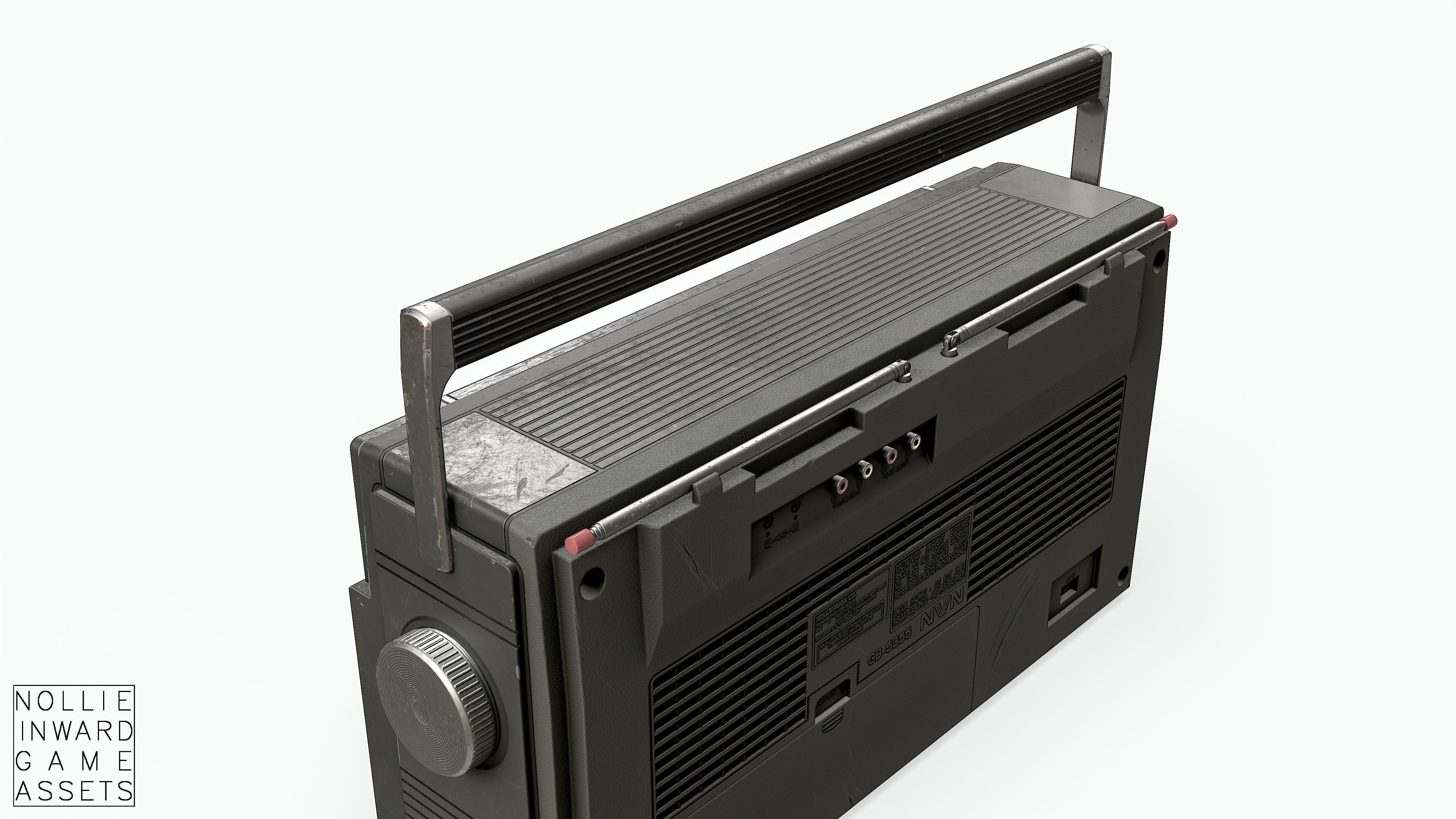 80s Boombox A Black Dirty - Hero Prop Low-poly 3D model_14