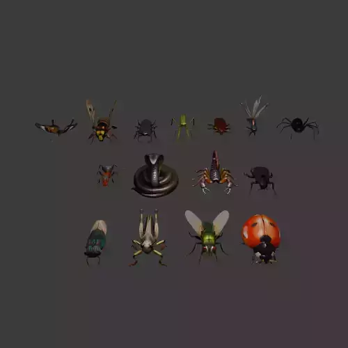 Low Poly Insect Set 15 Unique Models for Your Projects Low-poly 3D model