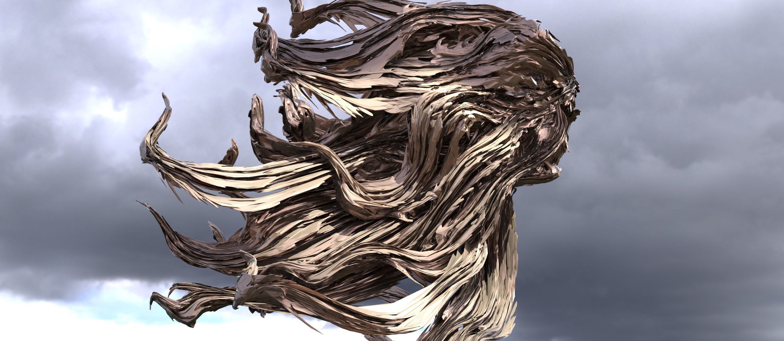 Golden female mane 1 3D model_1