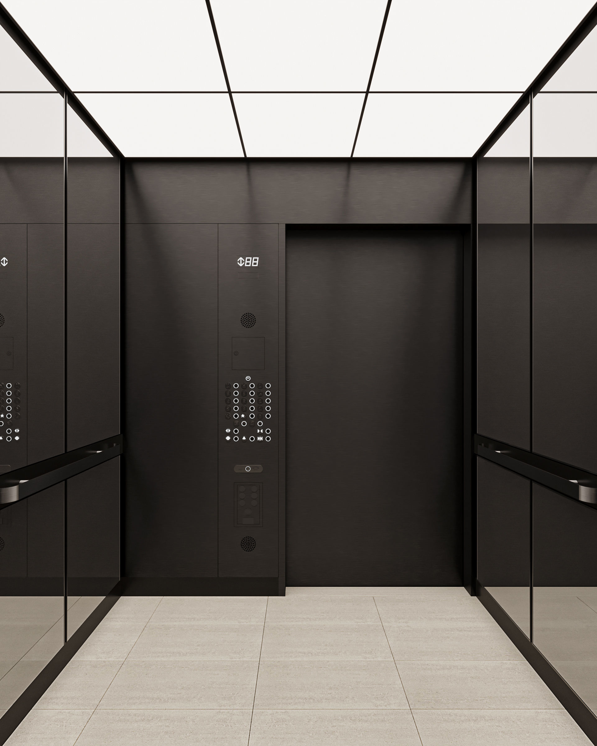 Modern Minimalist Elevator Interior and Exterior Design 3D model_2