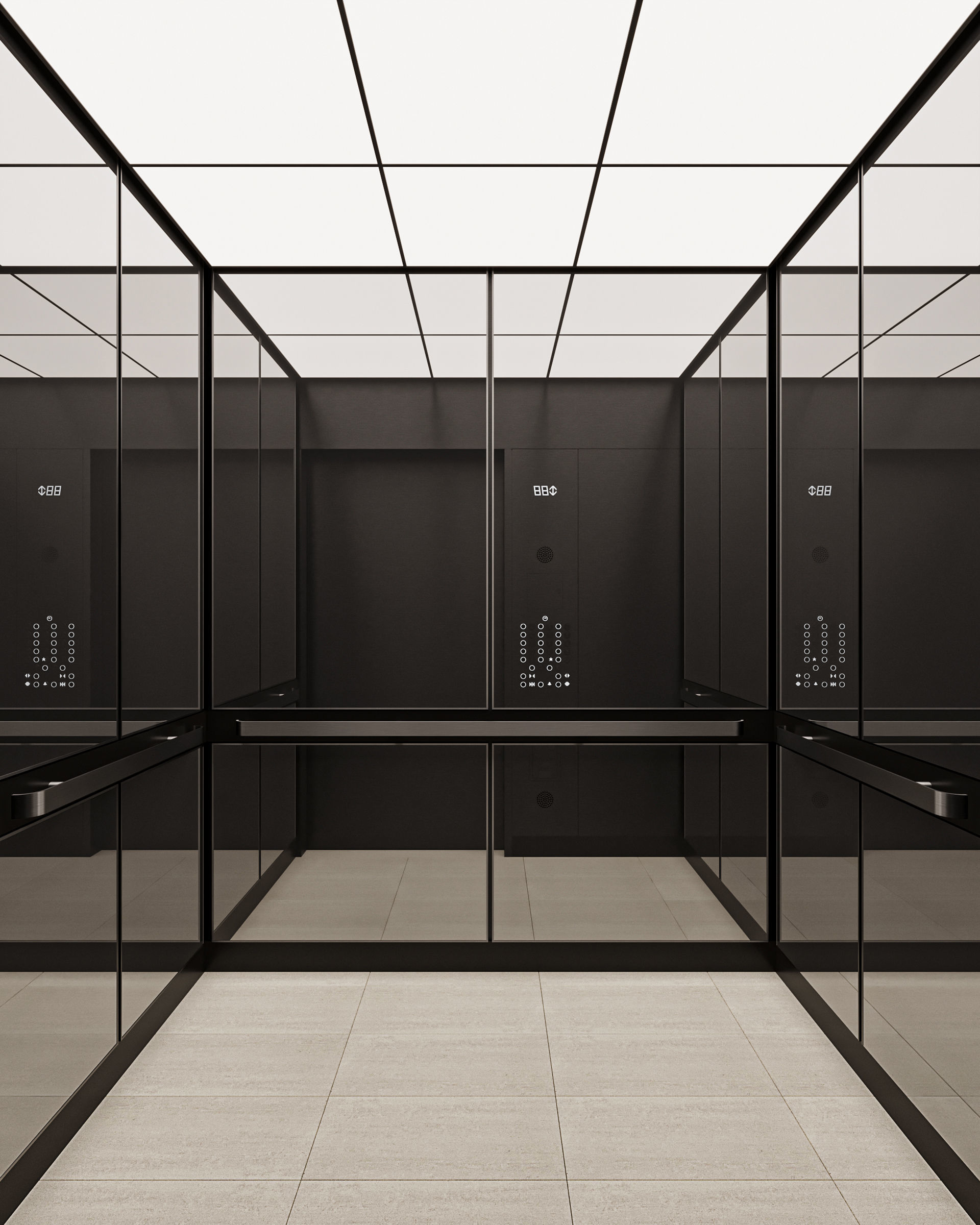 Modern Minimalist Elevator Interior and Exterior Design 3D model_1