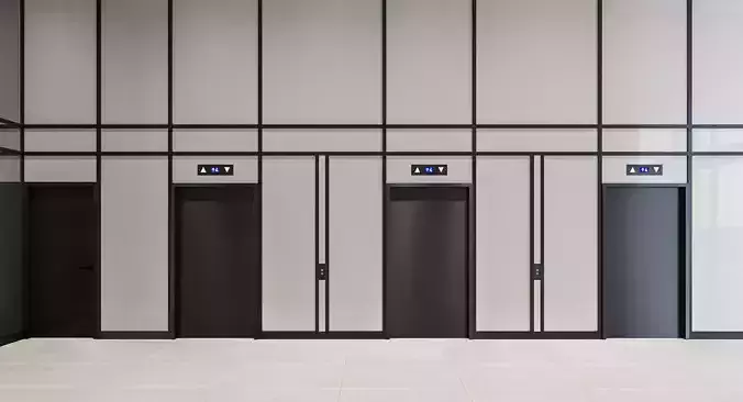 Modern Minimalist Elevator Interior and Exterior Design 3D model