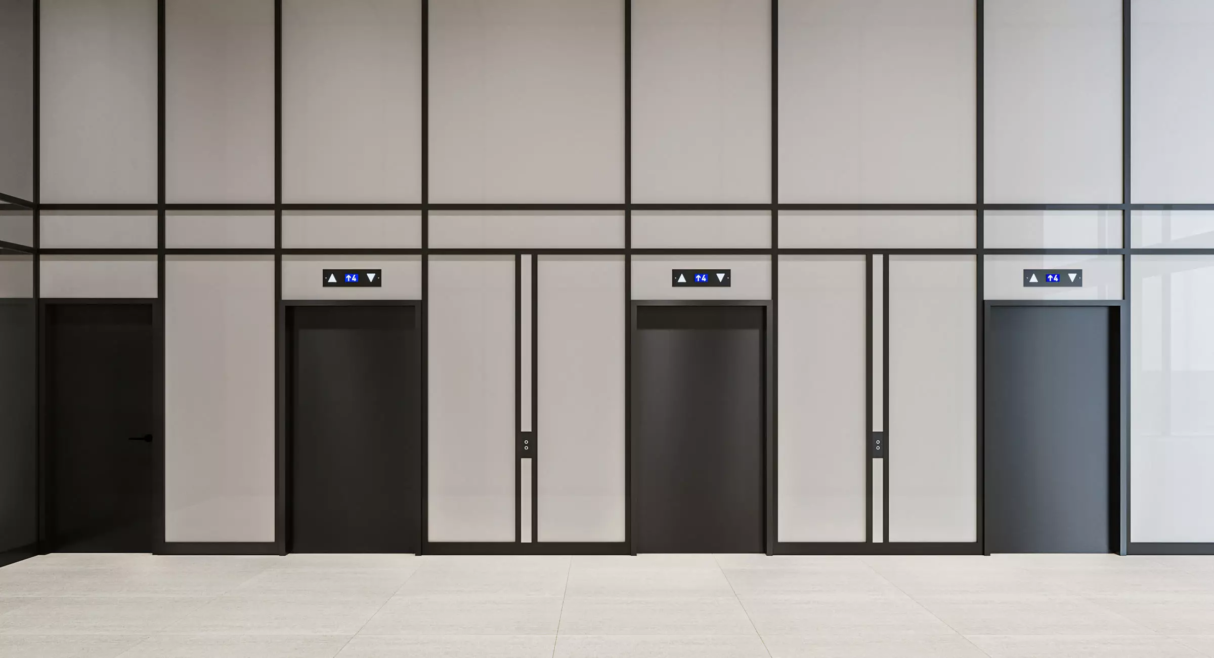 Modern Minimalist Elevator Interior and Exterior Design 3D model_0