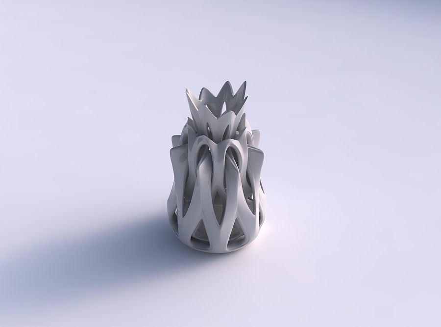 Vase rose spikes with intersection through cuts streched top 3D print model_0