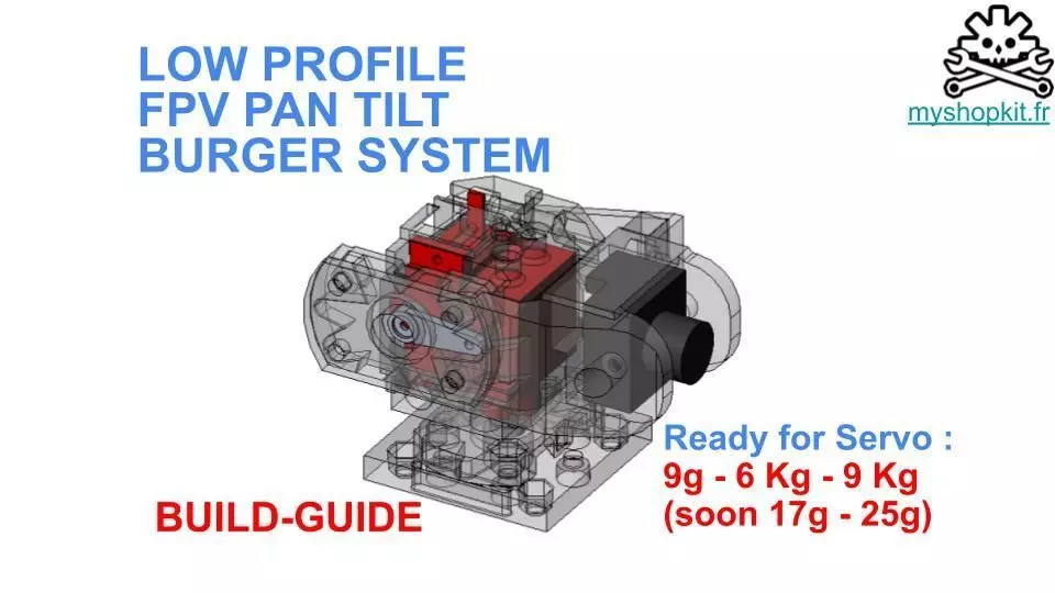 V1 Low Profile Pan Tilt FPV Camera Gimbal Burger System 3D print model