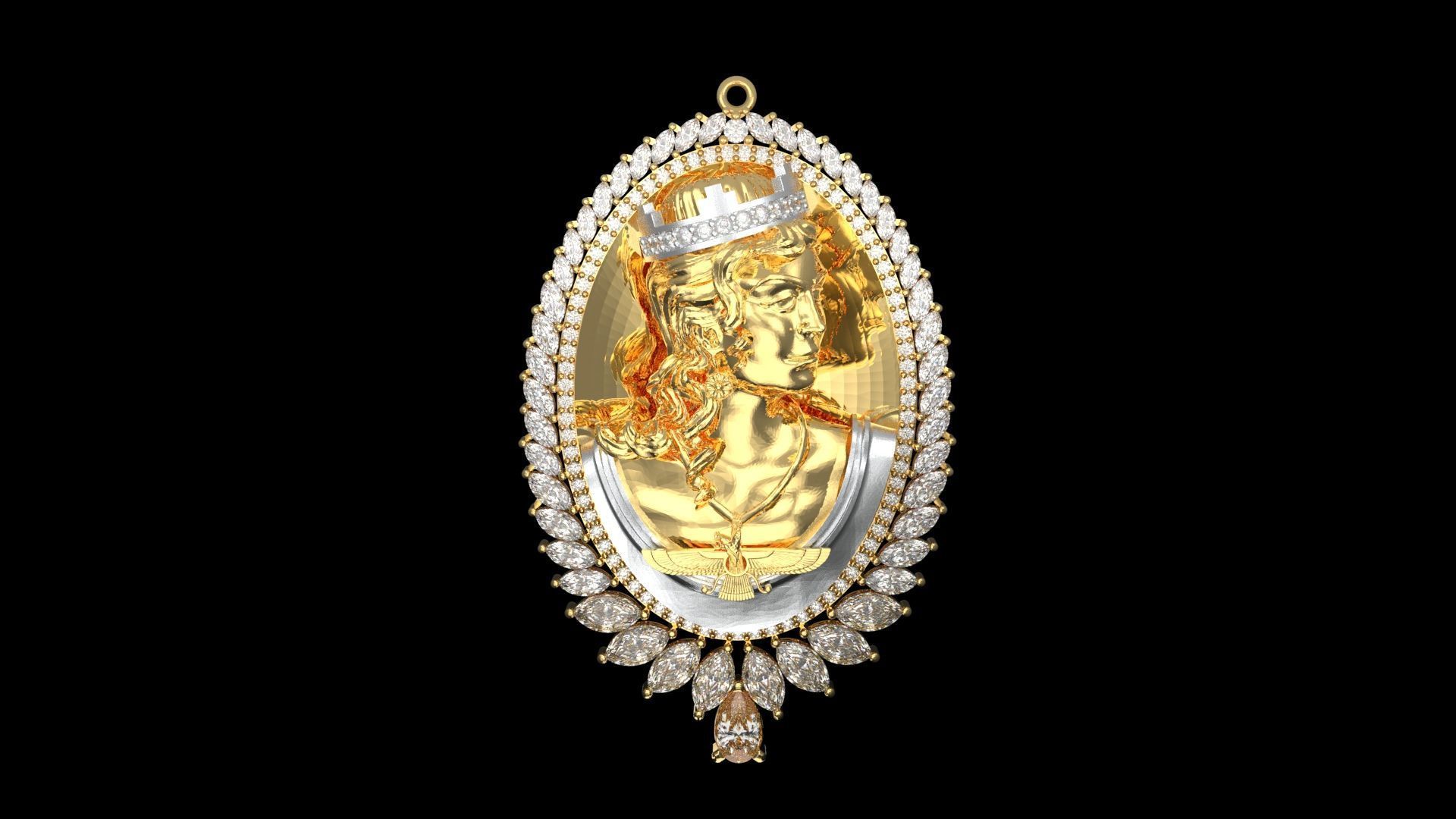 queen pendant 3D print model_4