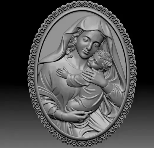 Mary with Baby Jesus Pendant 3D print model