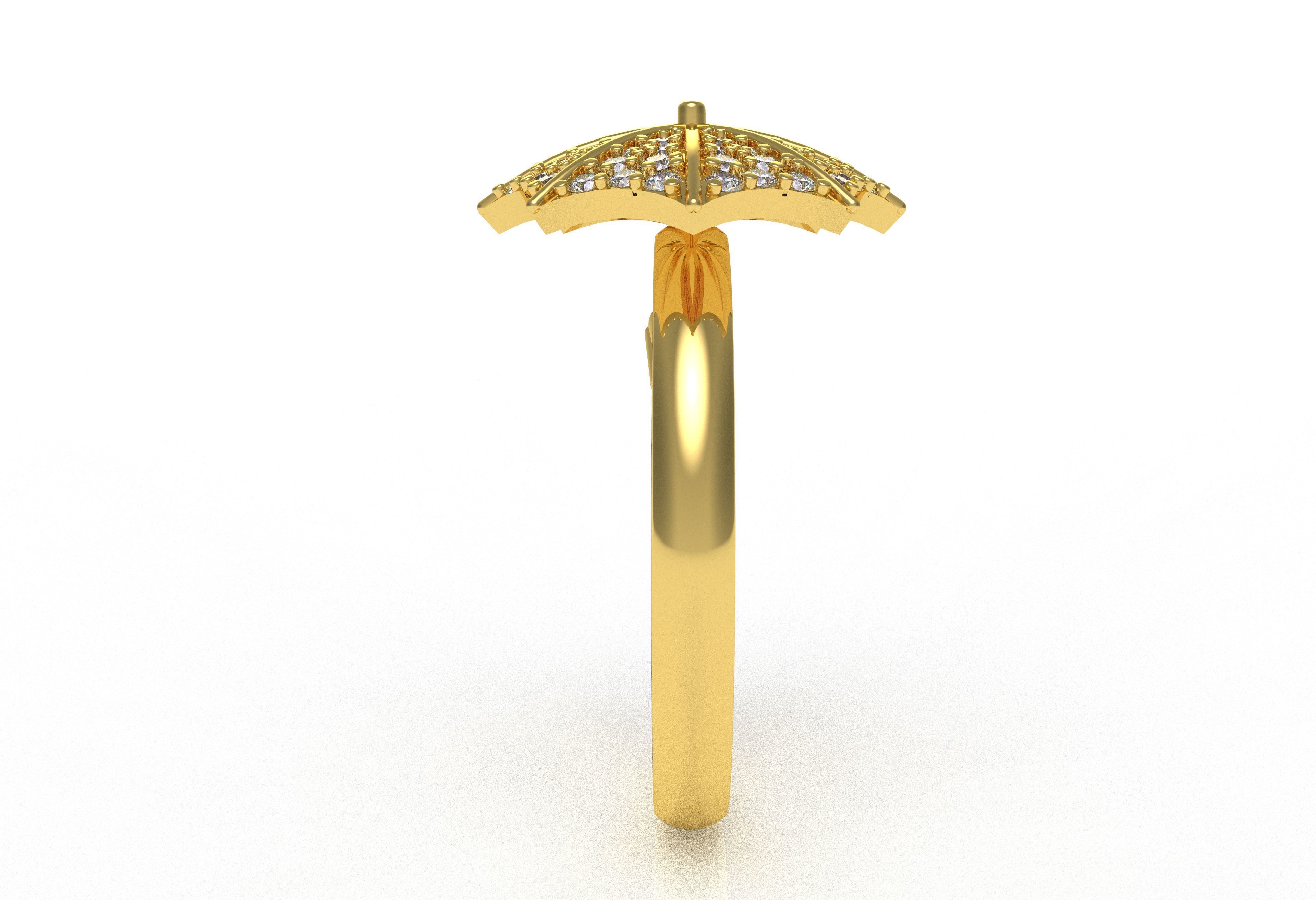 Umbrella Diamond Ring 3D print model_6