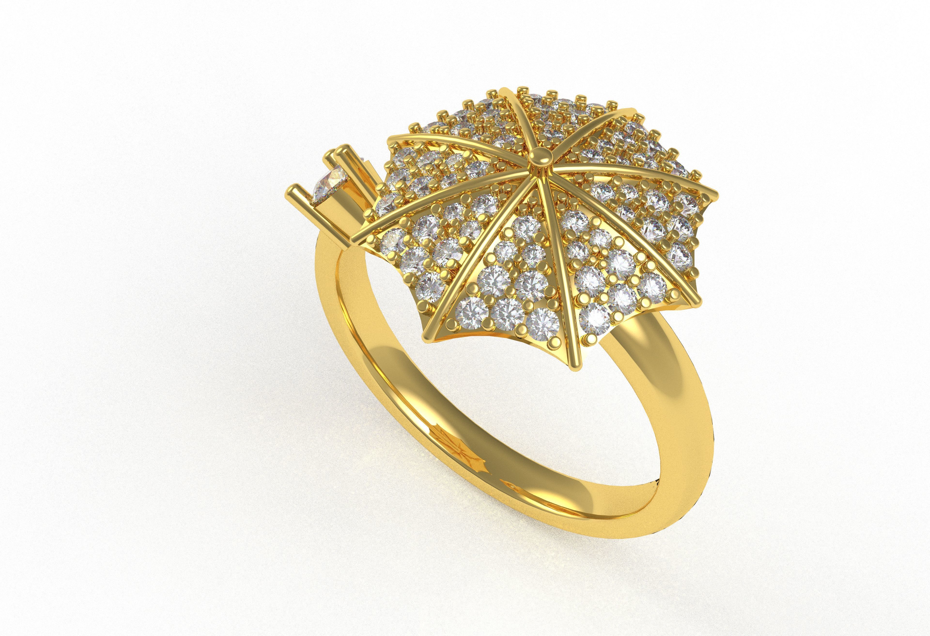 Umbrella Diamond Ring 3D print model_1