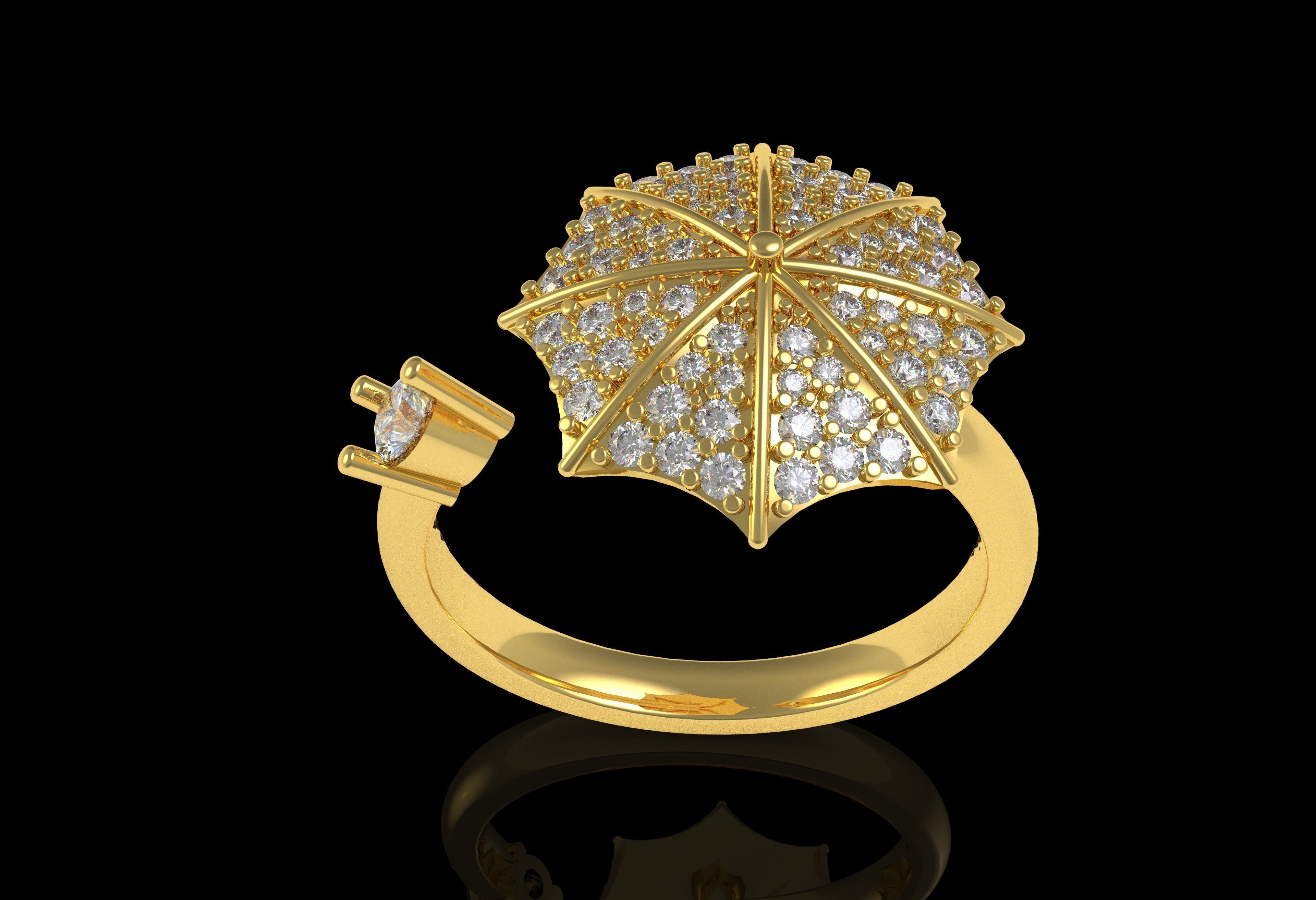 Umbrella Diamond Ring 3D print model_19