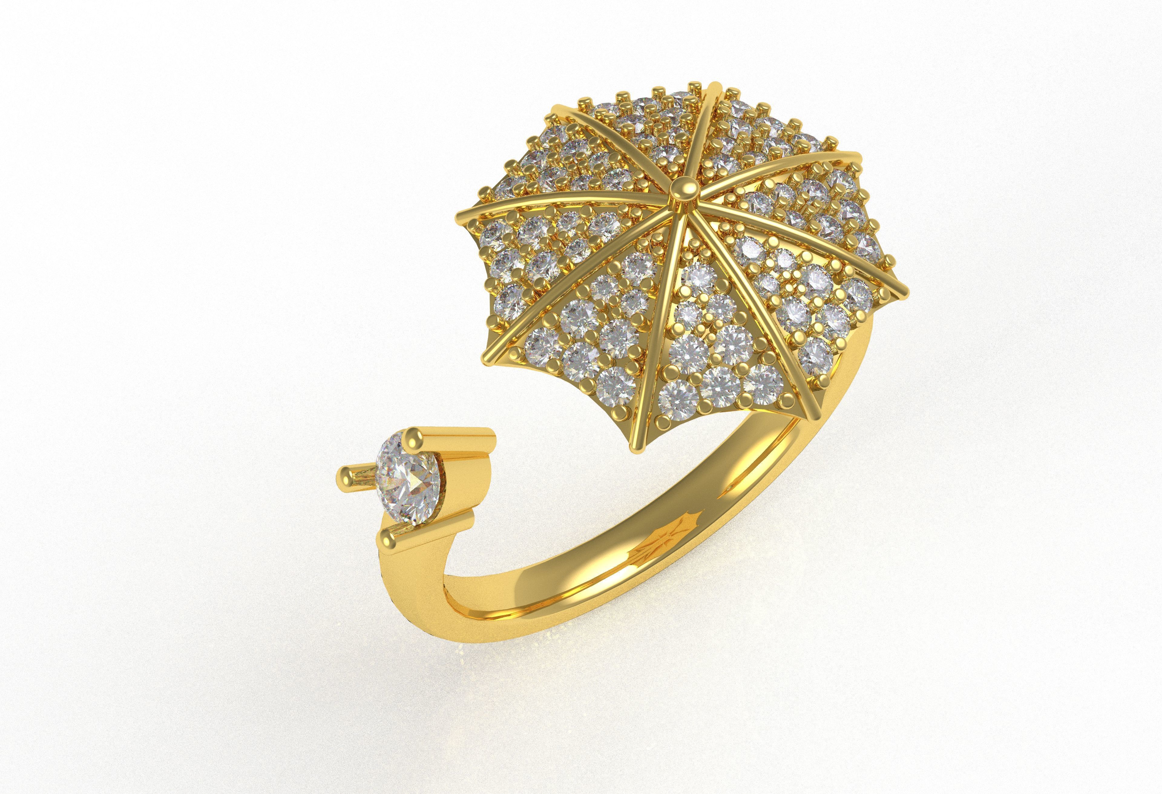 Umbrella Diamond Ring 3D print model_2