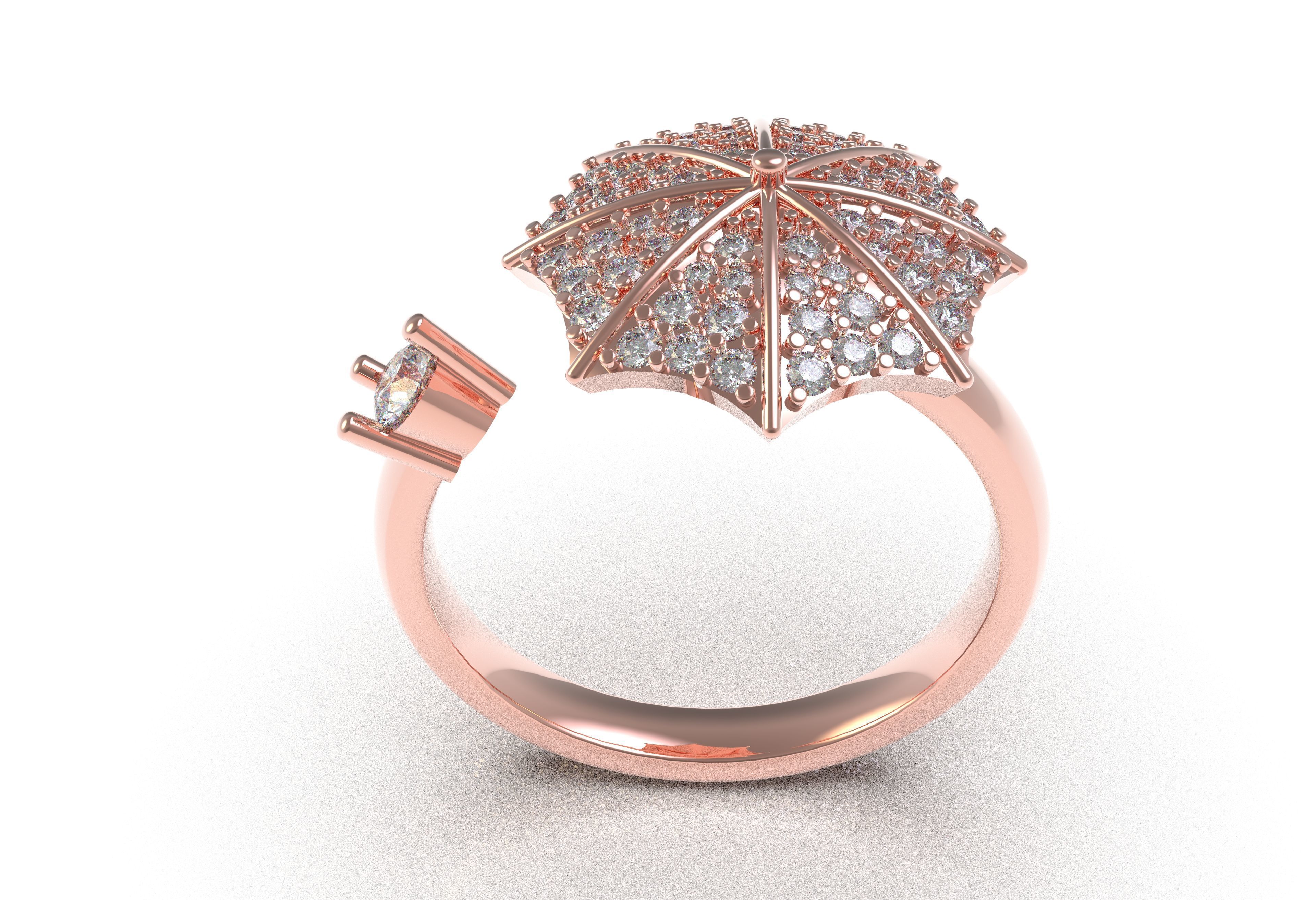 Umbrella Diamond Ring 3D print model_14