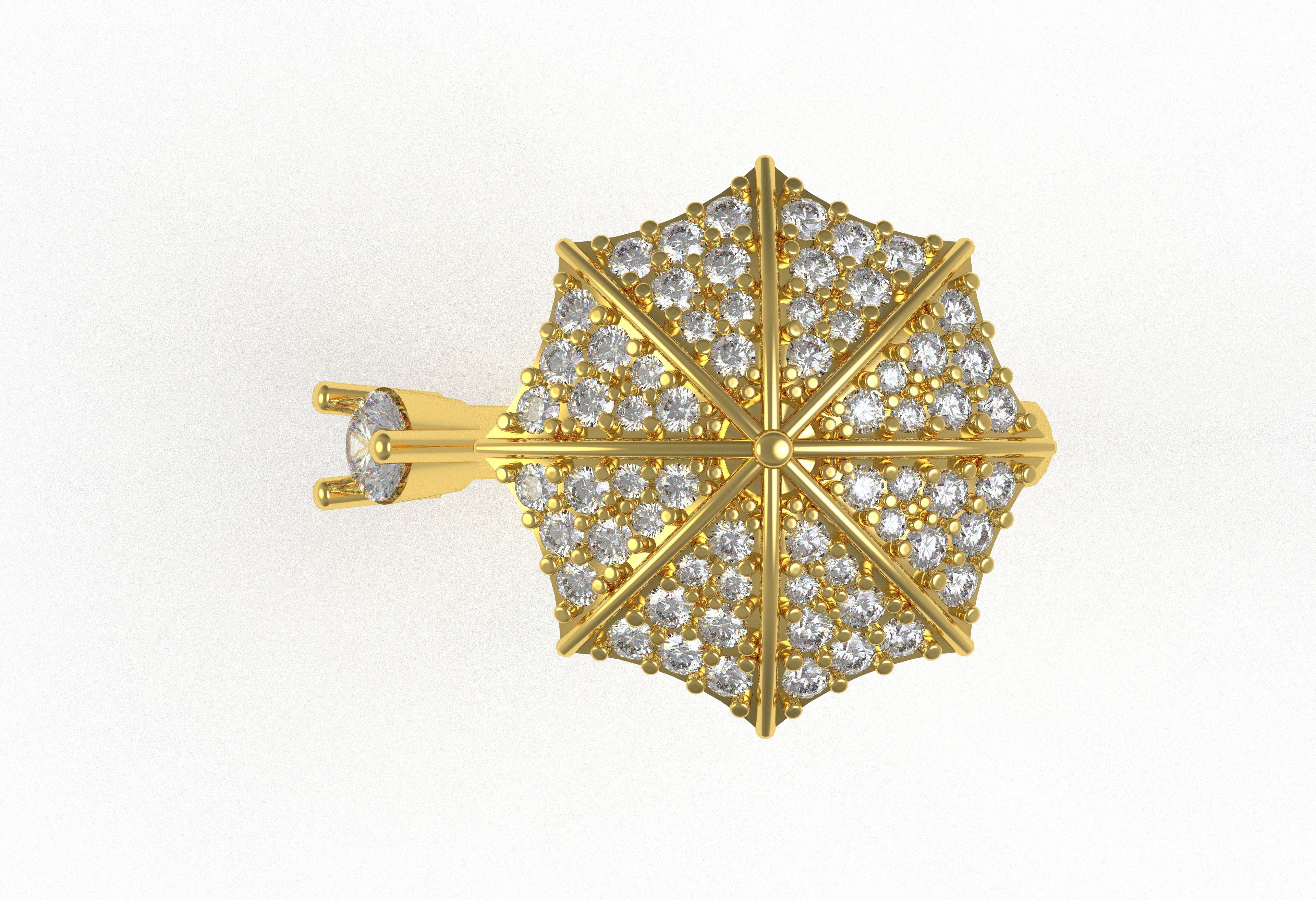 Umbrella Diamond Ring 3D print model_3