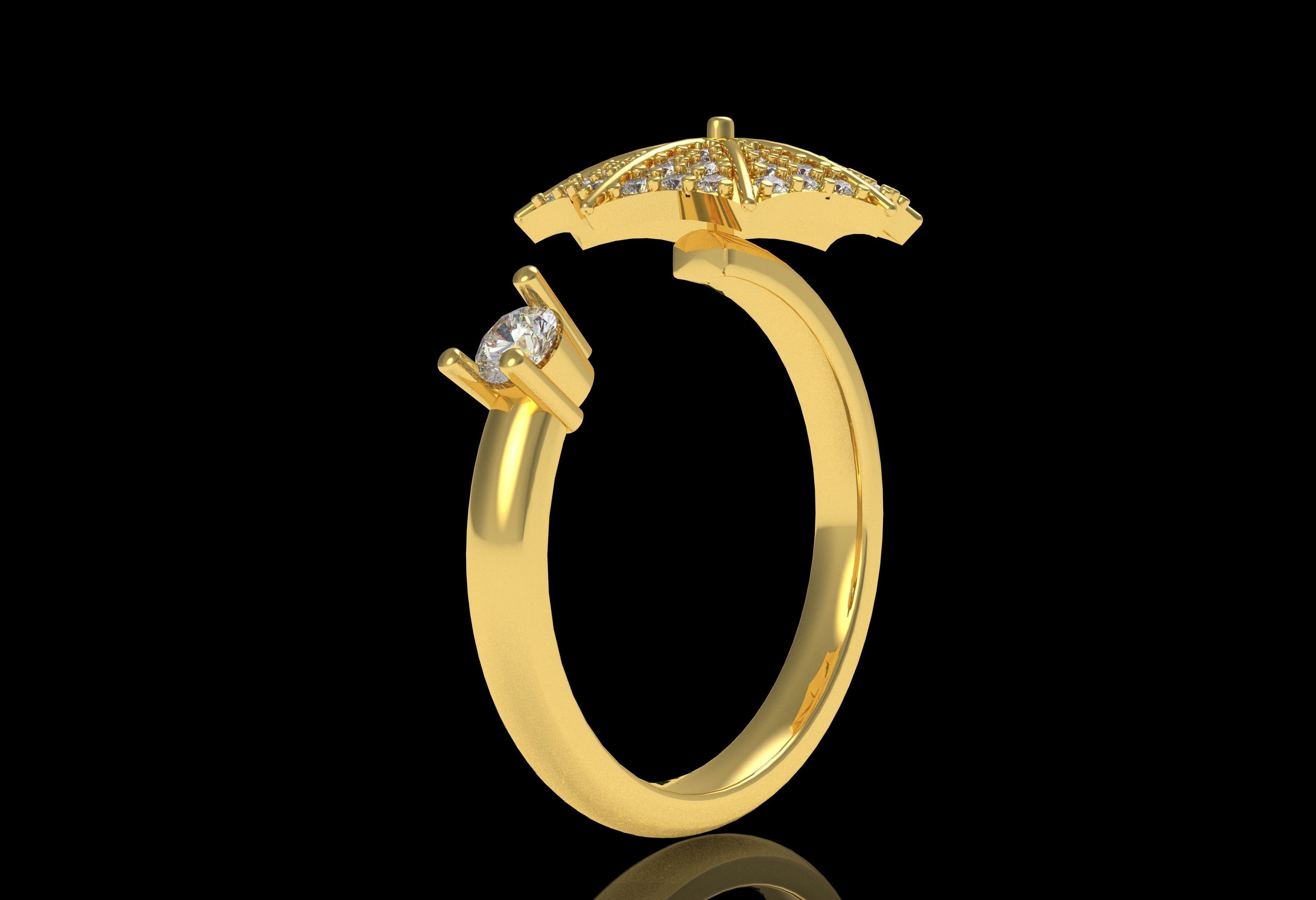 Umbrella Diamond Ring 3D print model_23