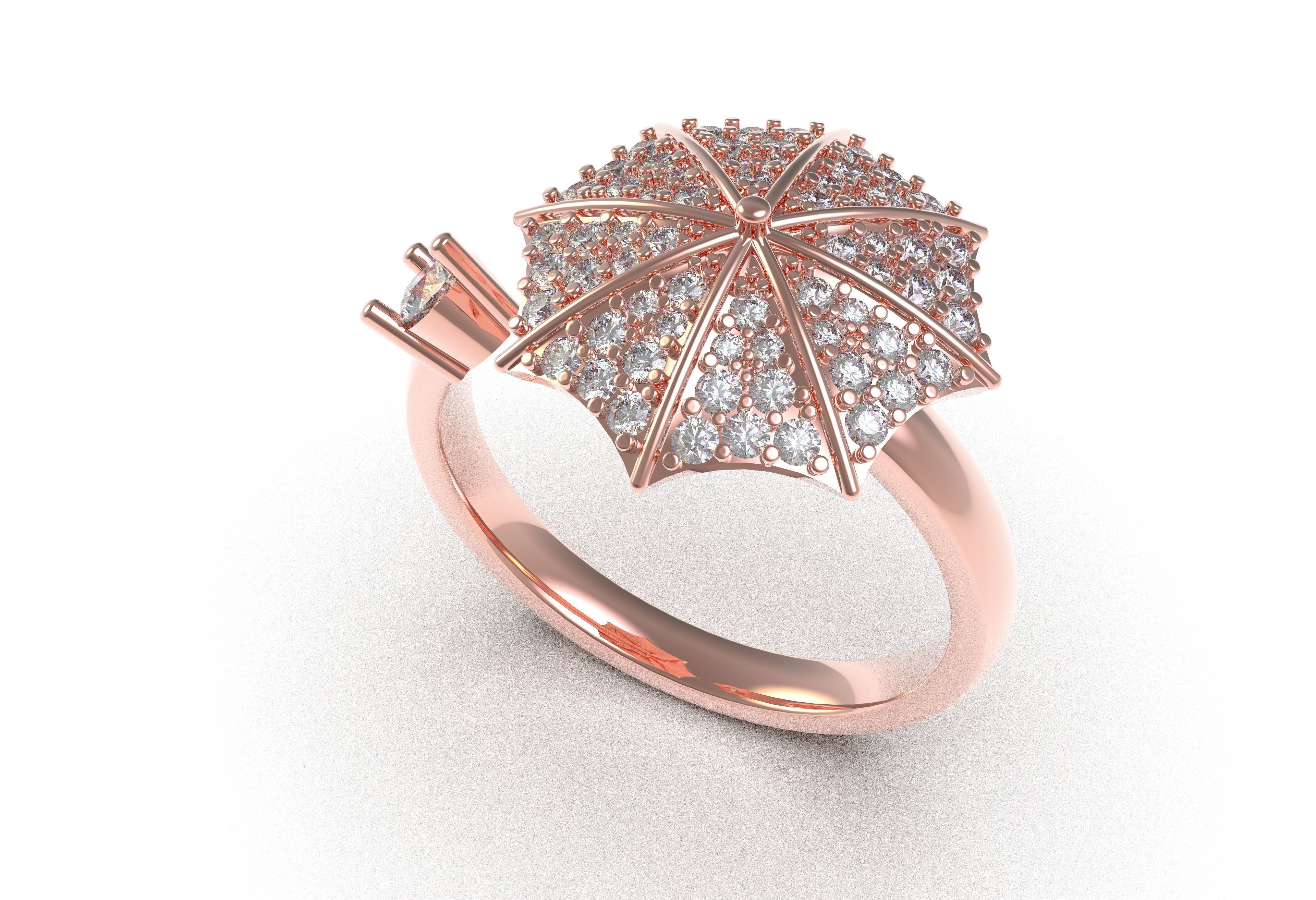 Umbrella Diamond Ring 3D print model_15