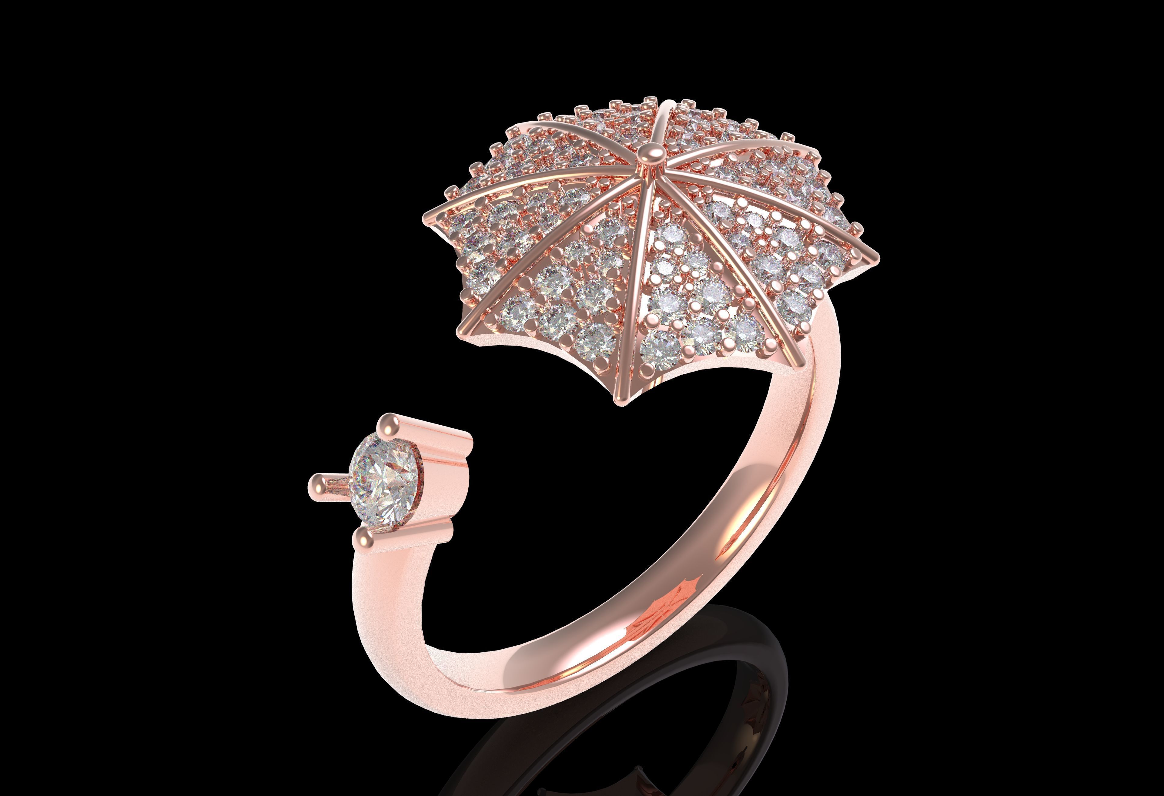 Umbrella Diamond Ring 3D print model_31