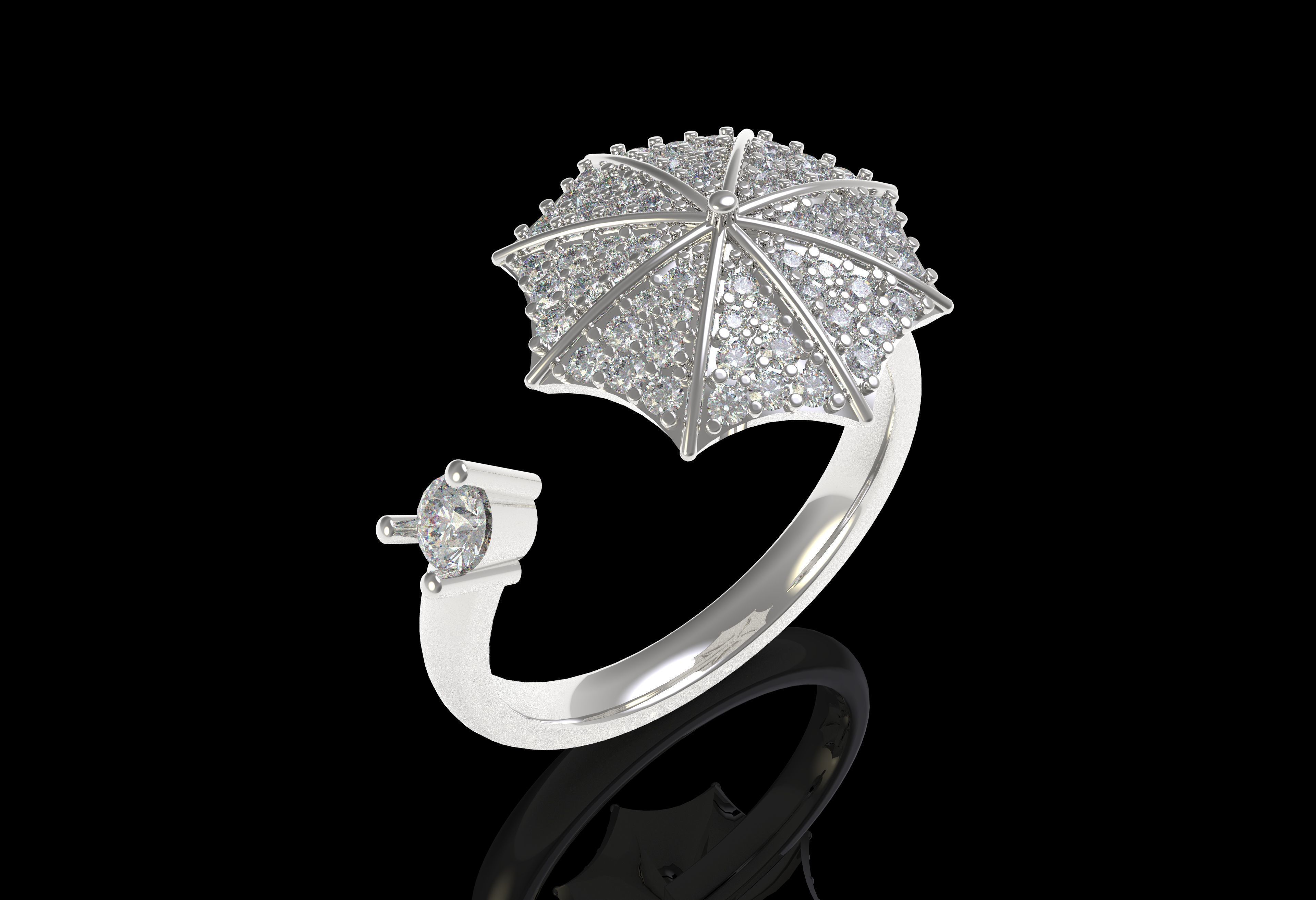 Umbrella Diamond Ring 3D print model_26