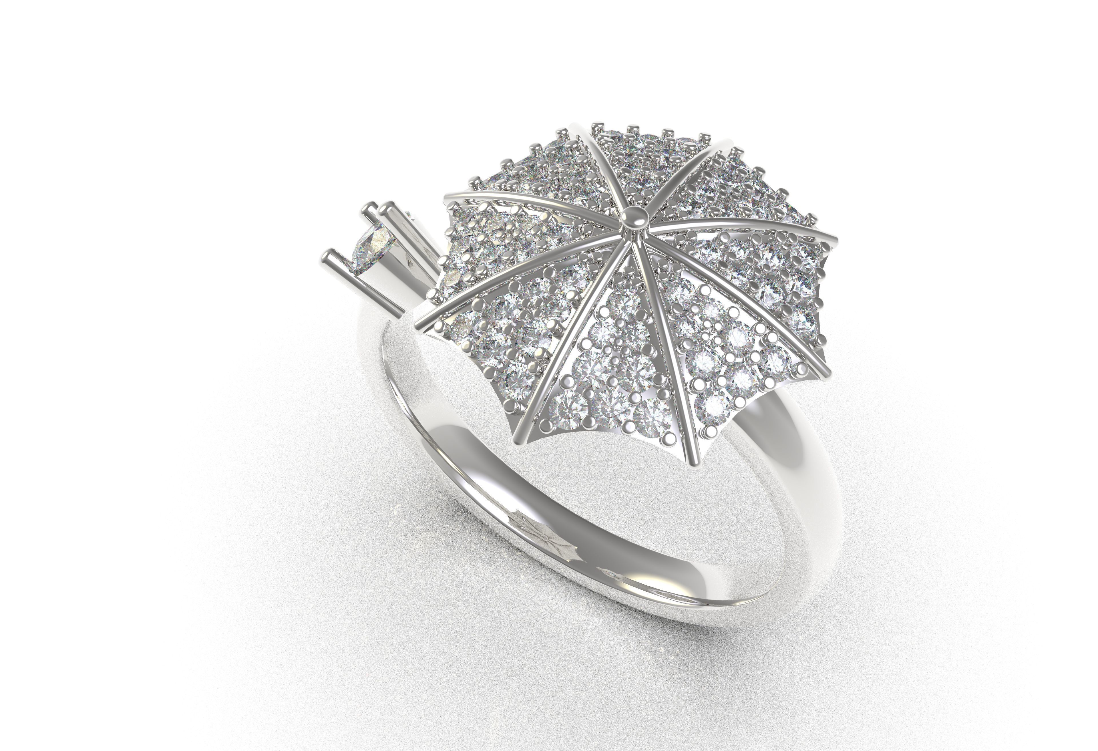 Umbrella Diamond Ring 3D print model_10