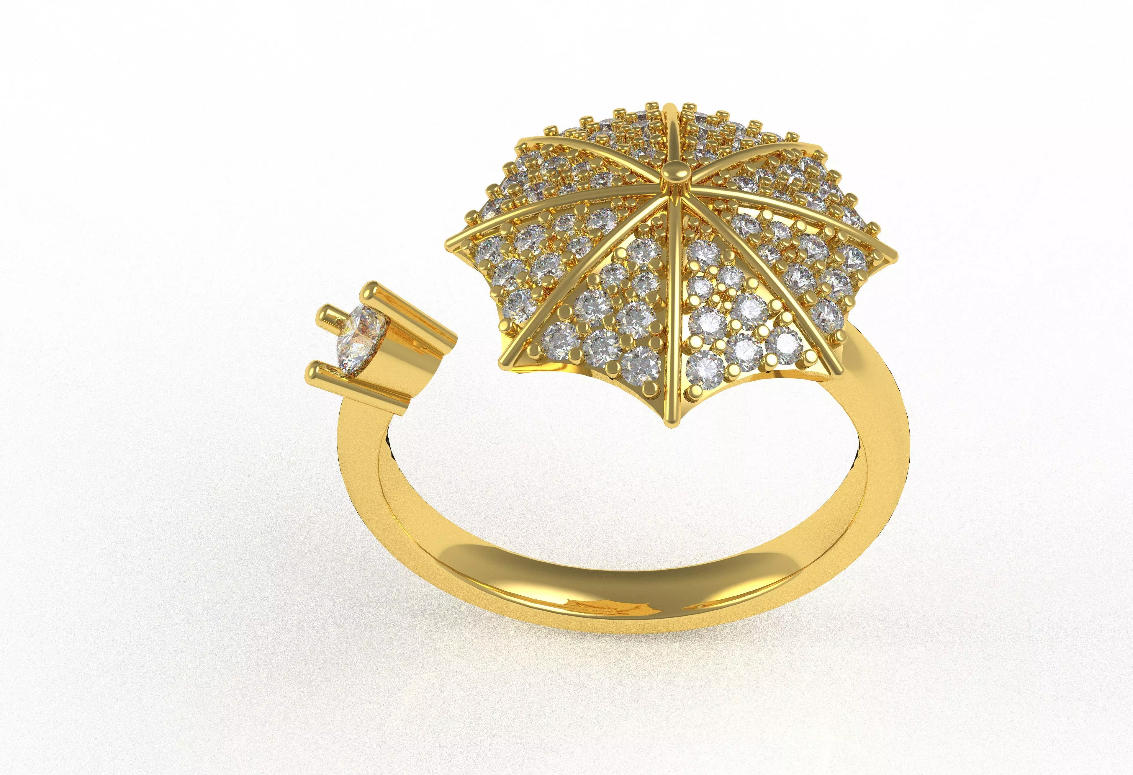 Umbrella Diamond Ring 3D print model_0