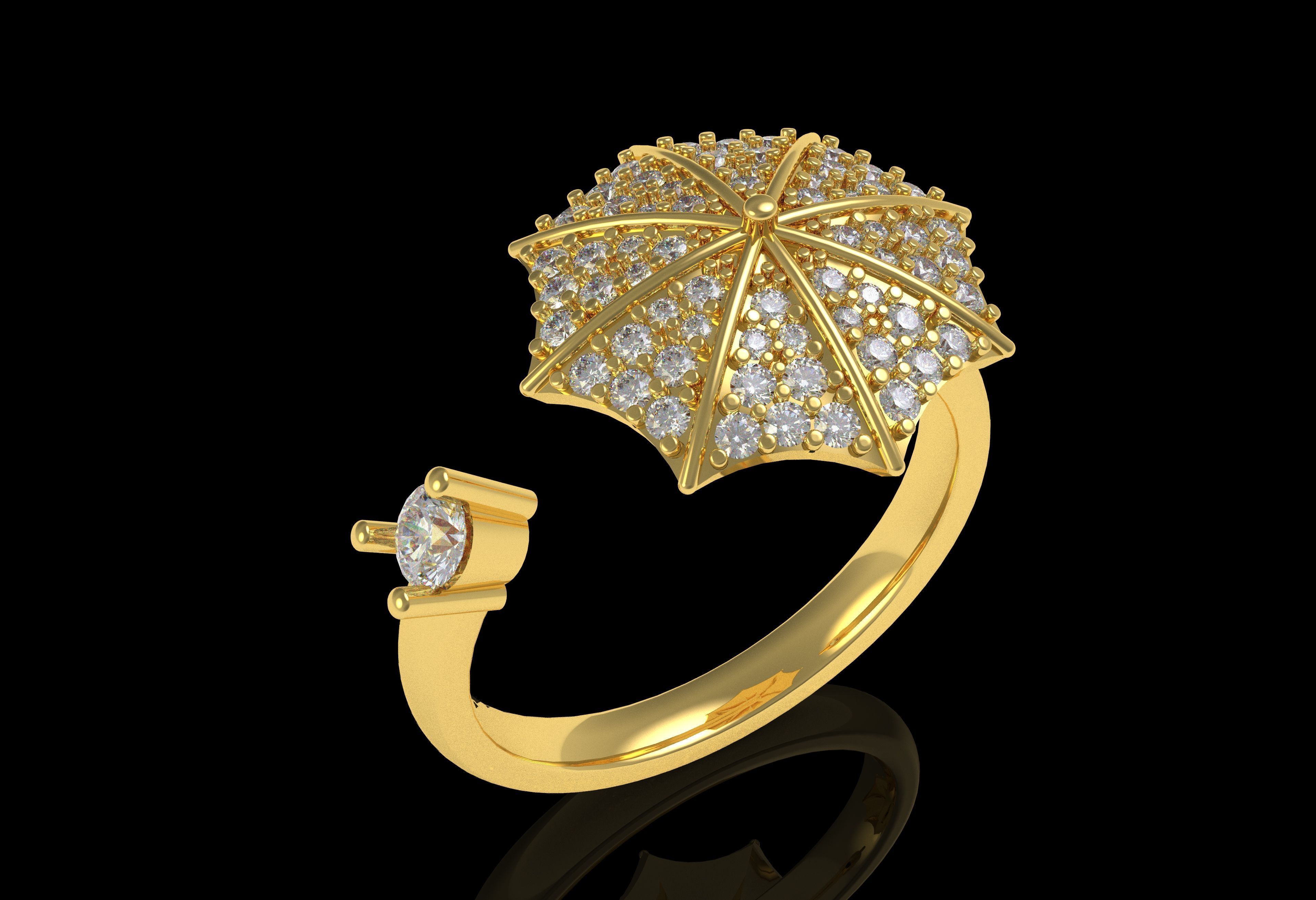 Umbrella Diamond Ring 3D print model_21
