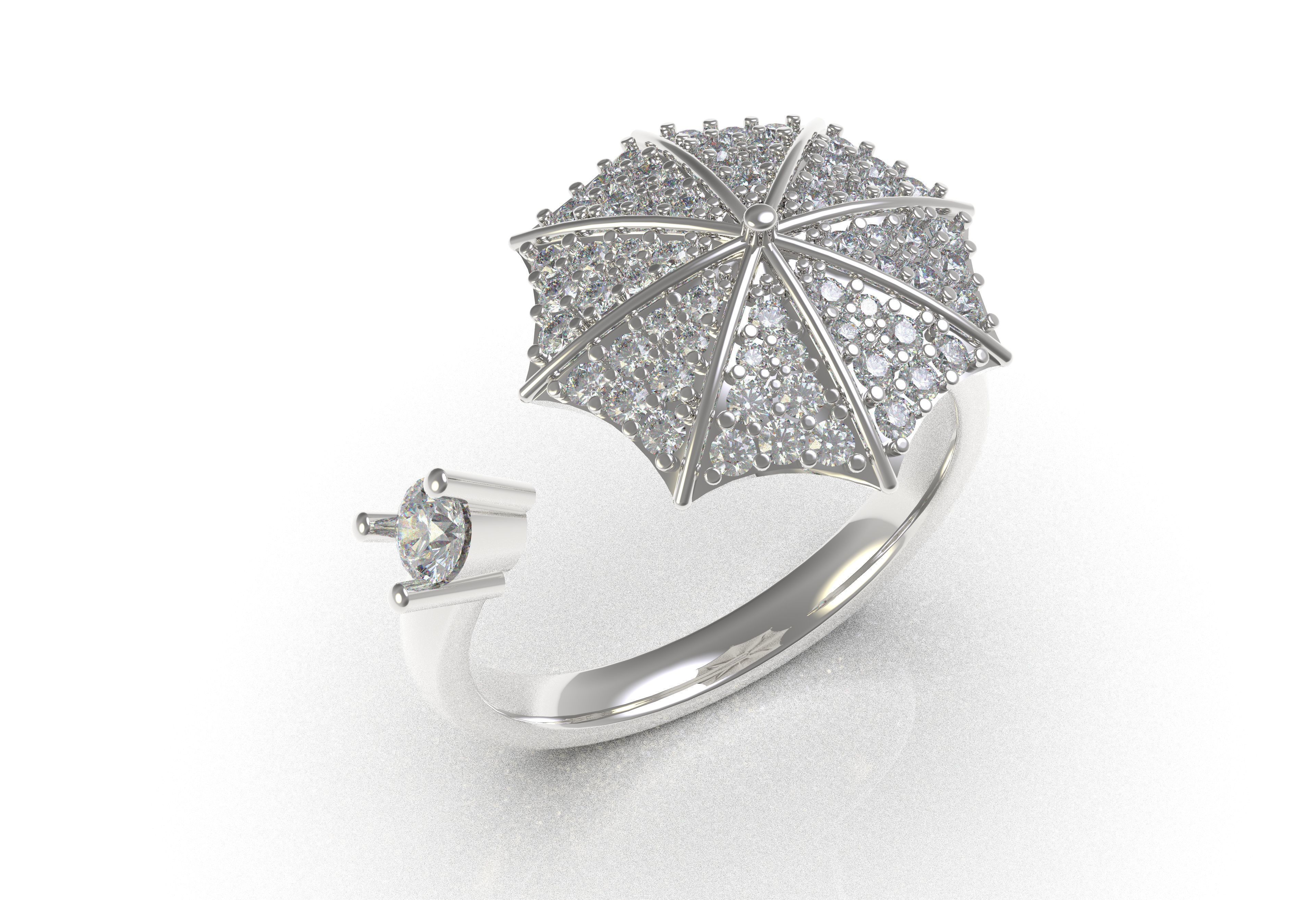 Umbrella Diamond Ring 3D print model_11