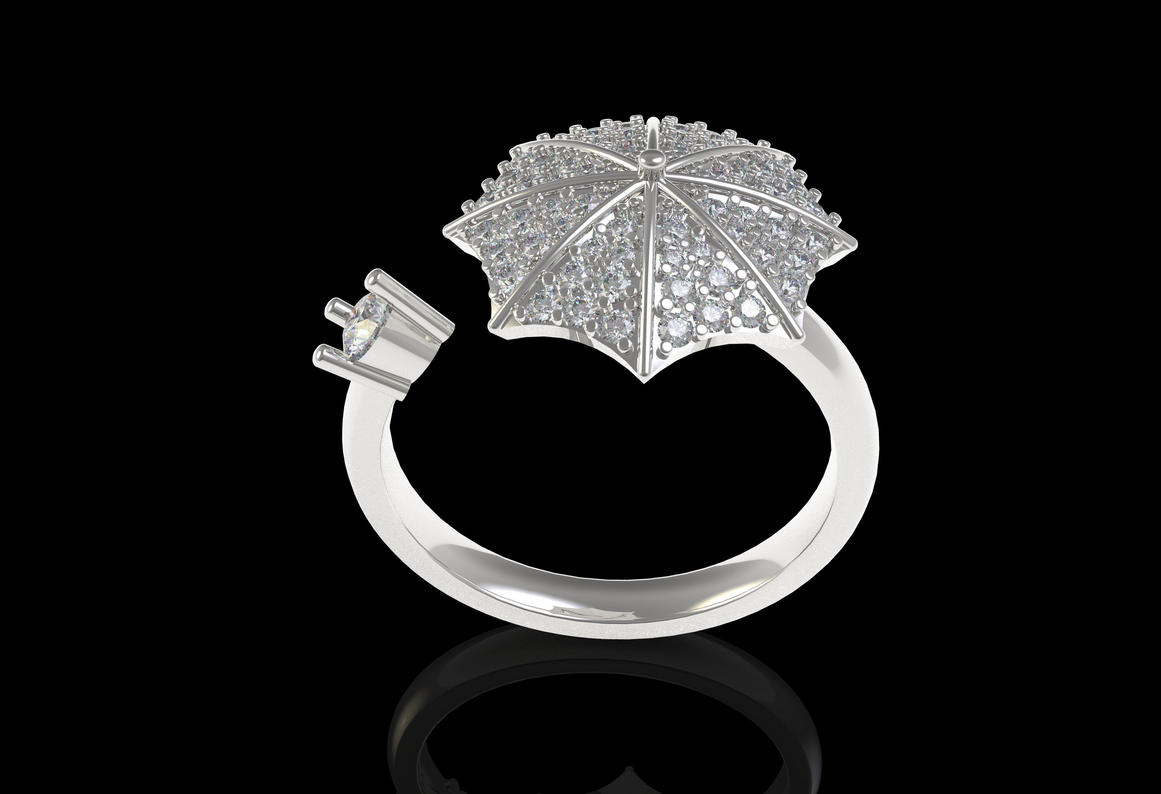 Umbrella Diamond Ring 3D print model_24