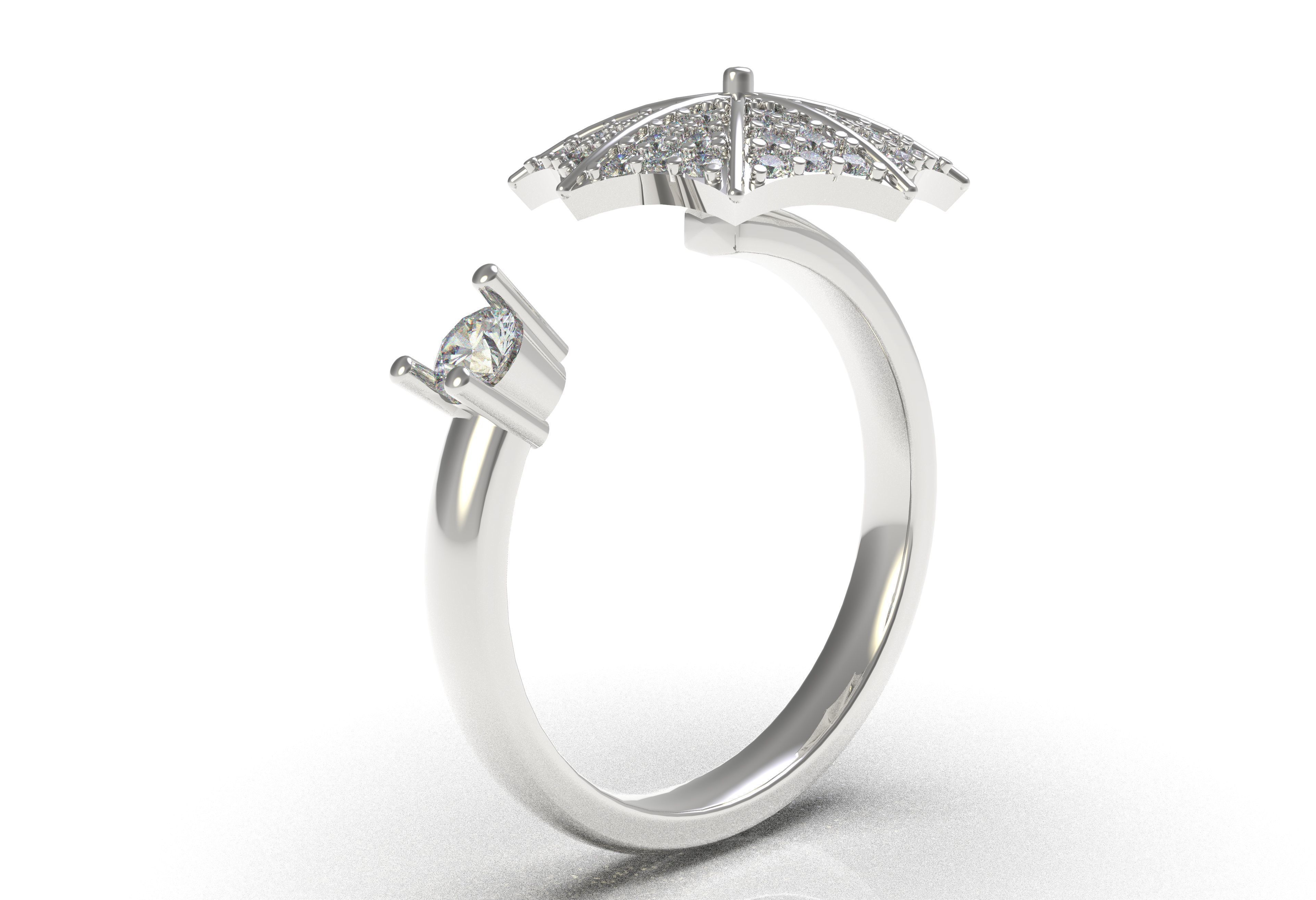 Umbrella Diamond Ring 3D print model_13