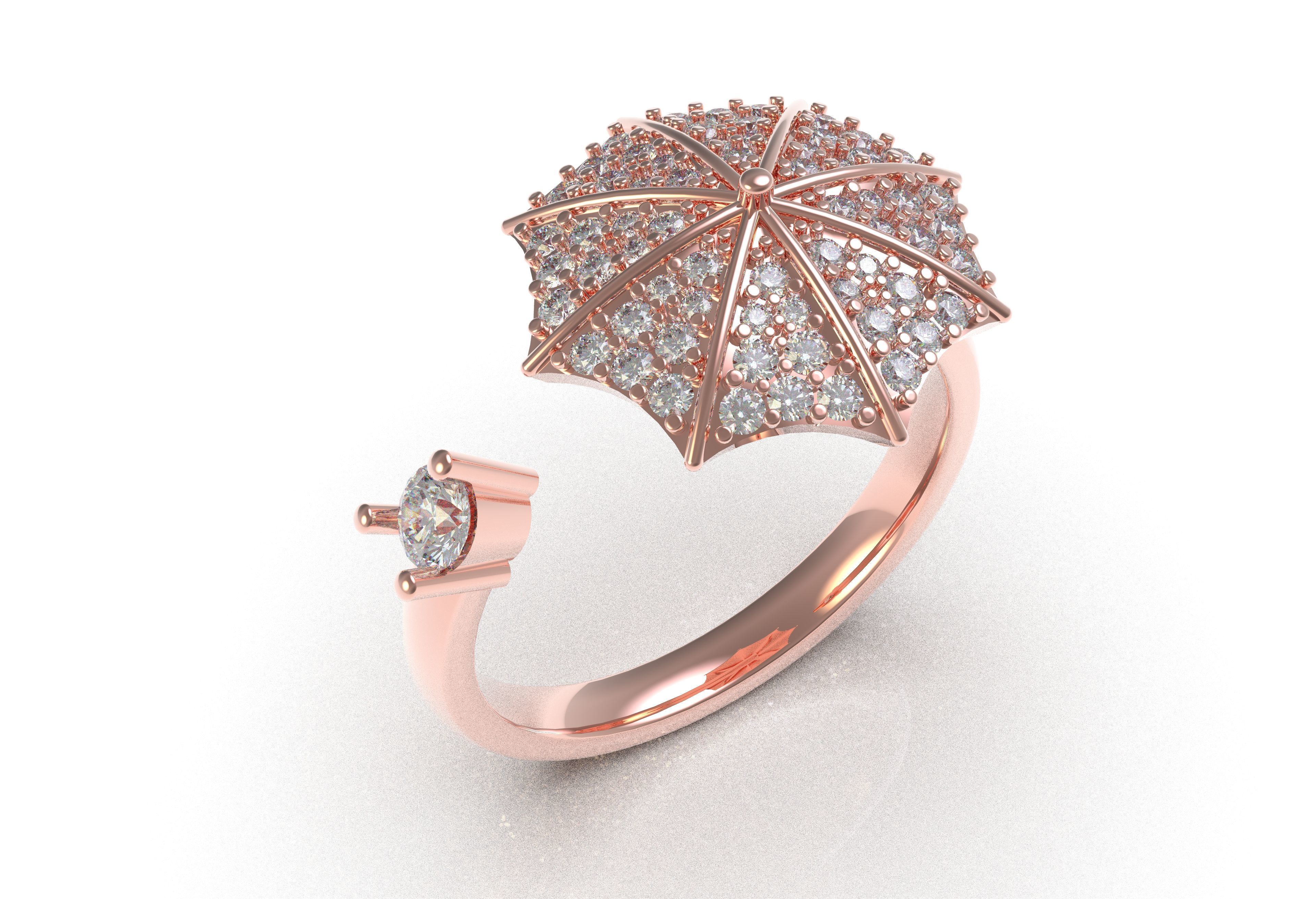 Umbrella Diamond Ring 3D print model_16