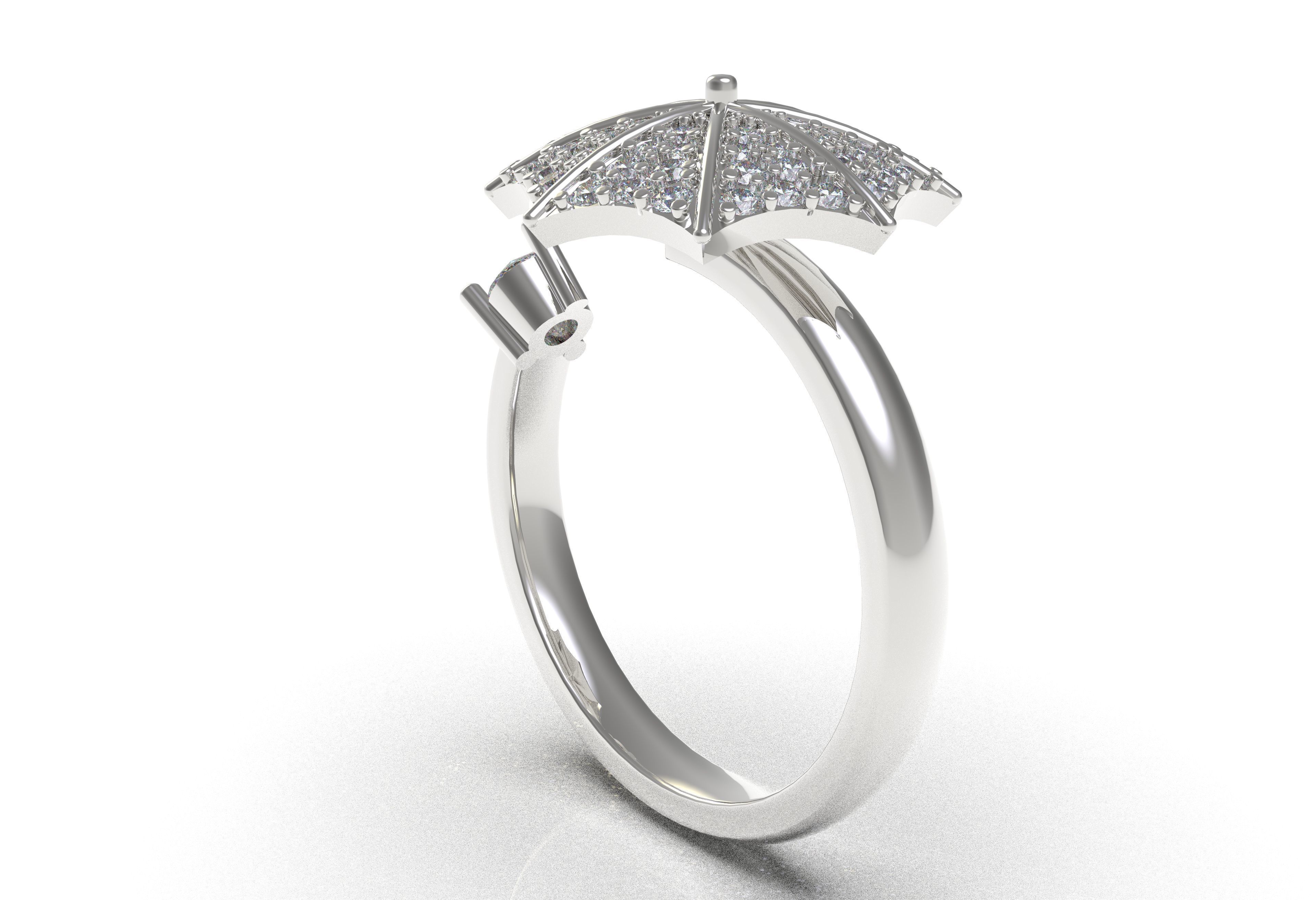 Umbrella Diamond Ring 3D print model_12