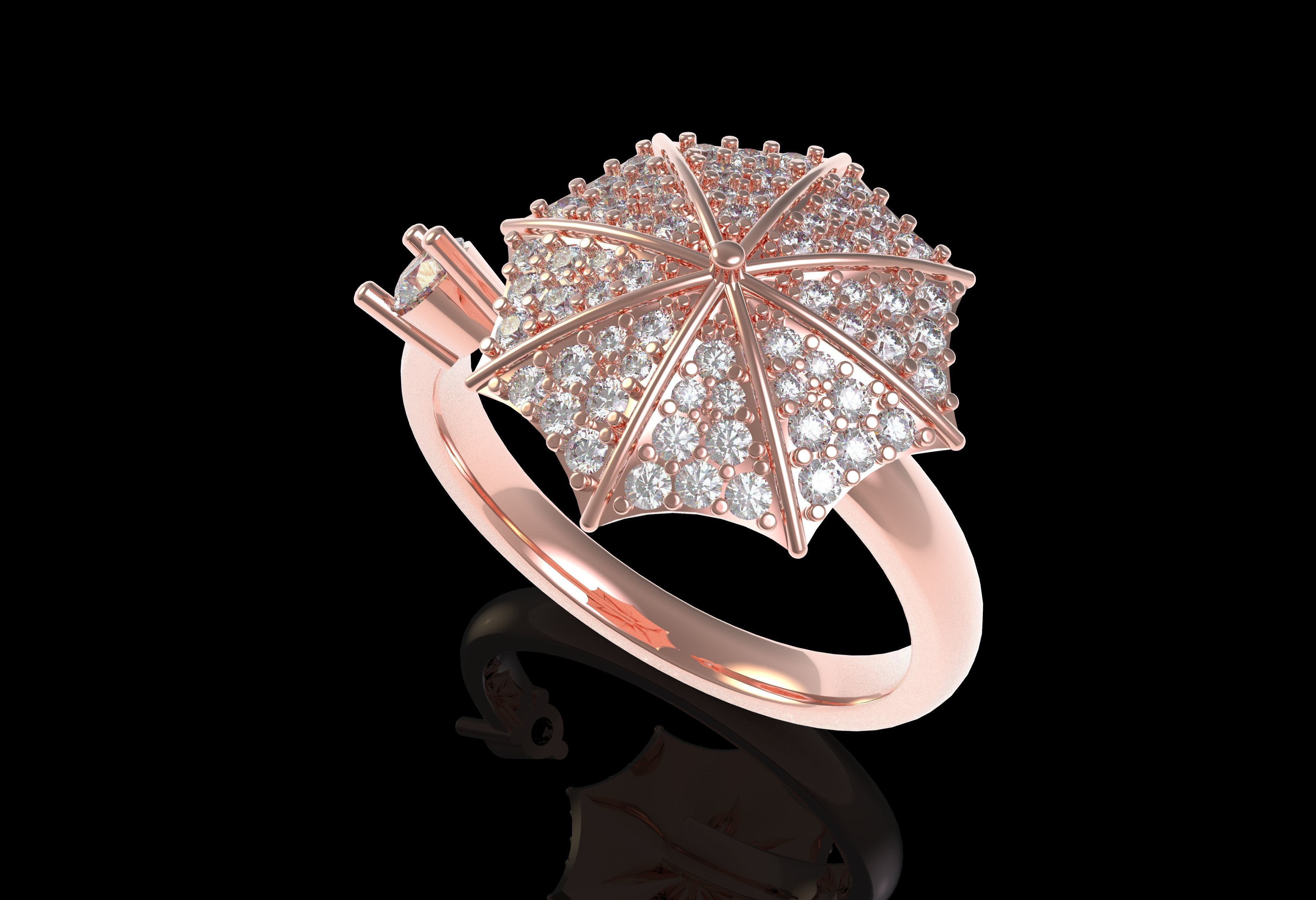 Umbrella Diamond Ring 3D print model_30
