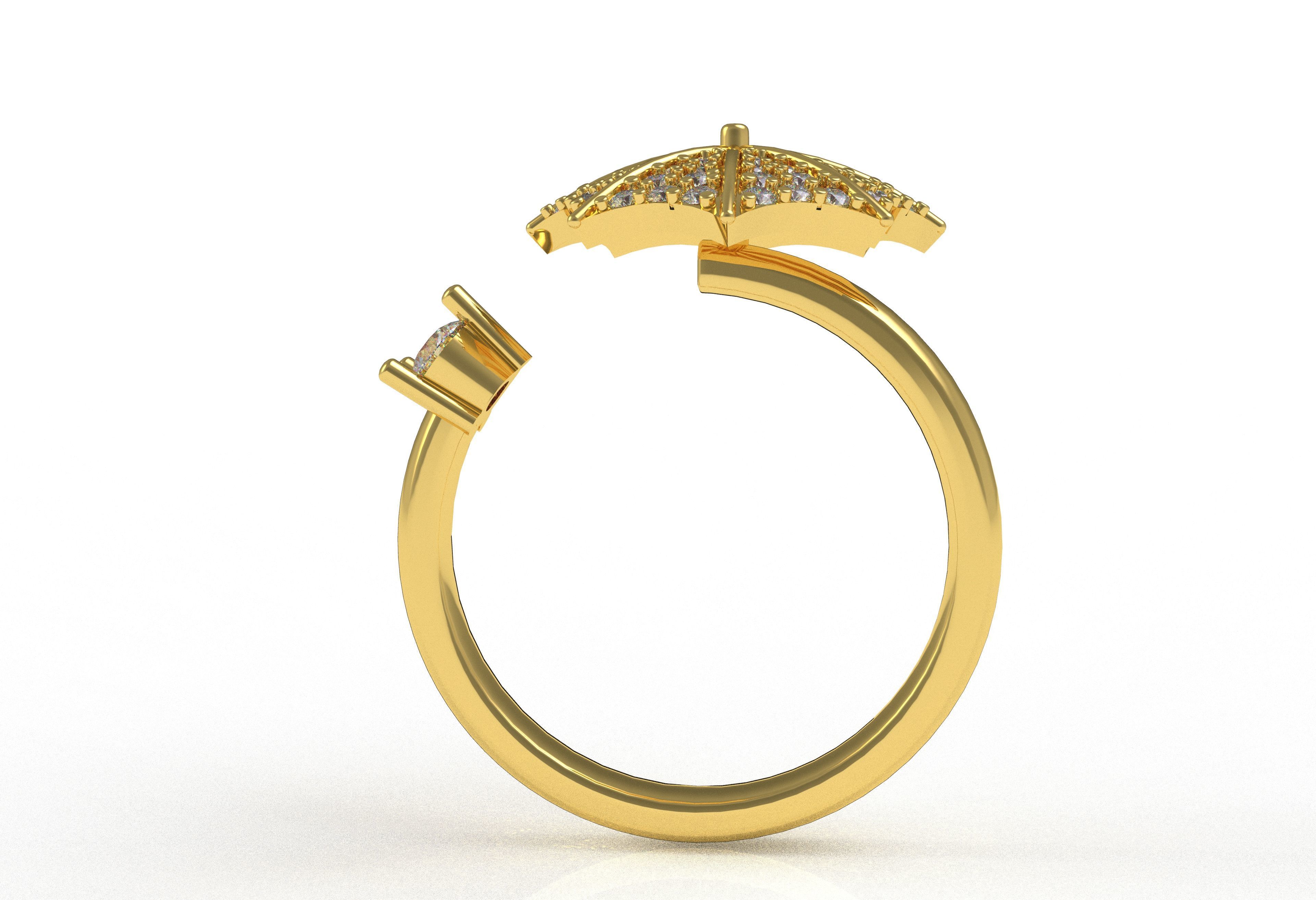 Umbrella Diamond Ring 3D print model_5