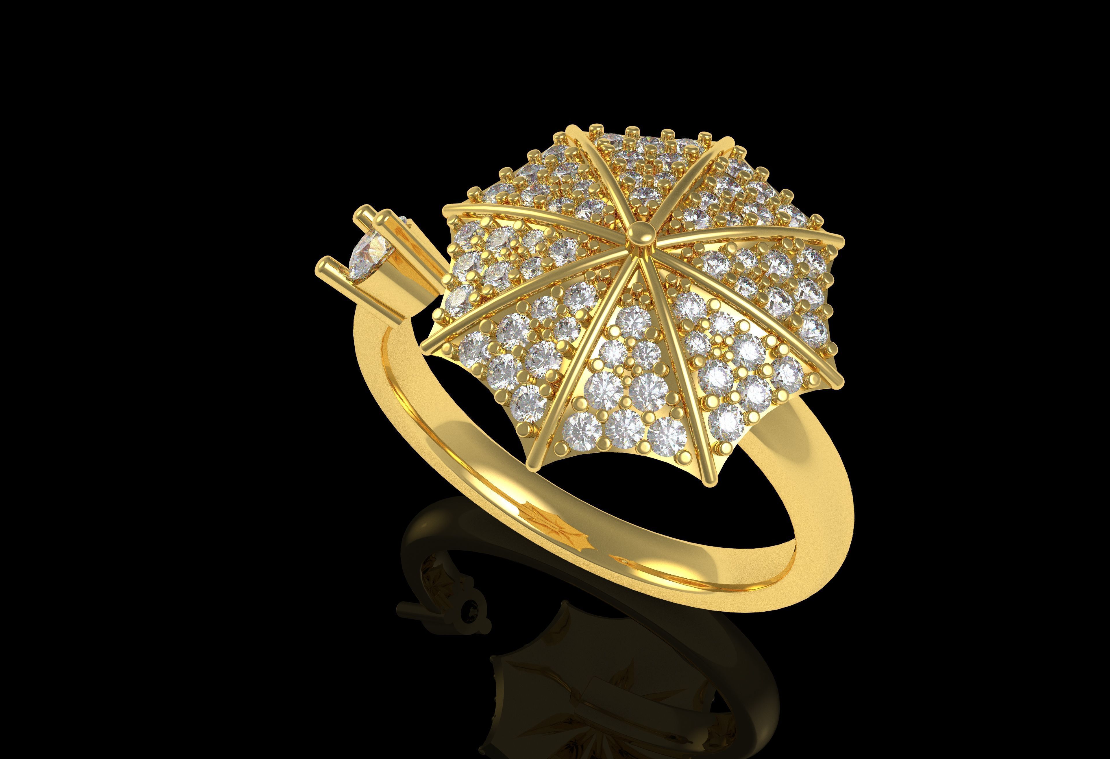 Umbrella Diamond Ring 3D print model_20