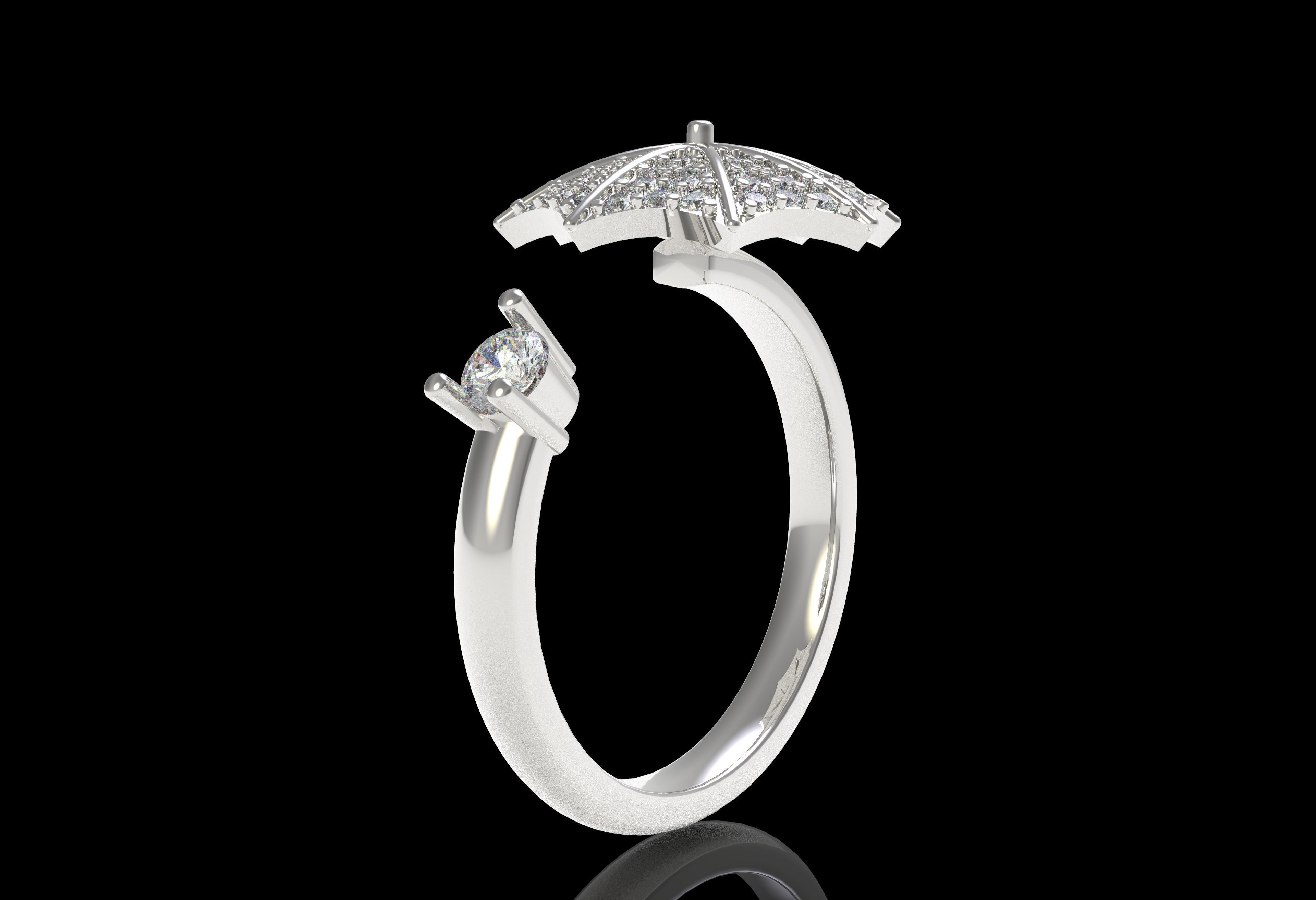 Umbrella Diamond Ring 3D print model_28