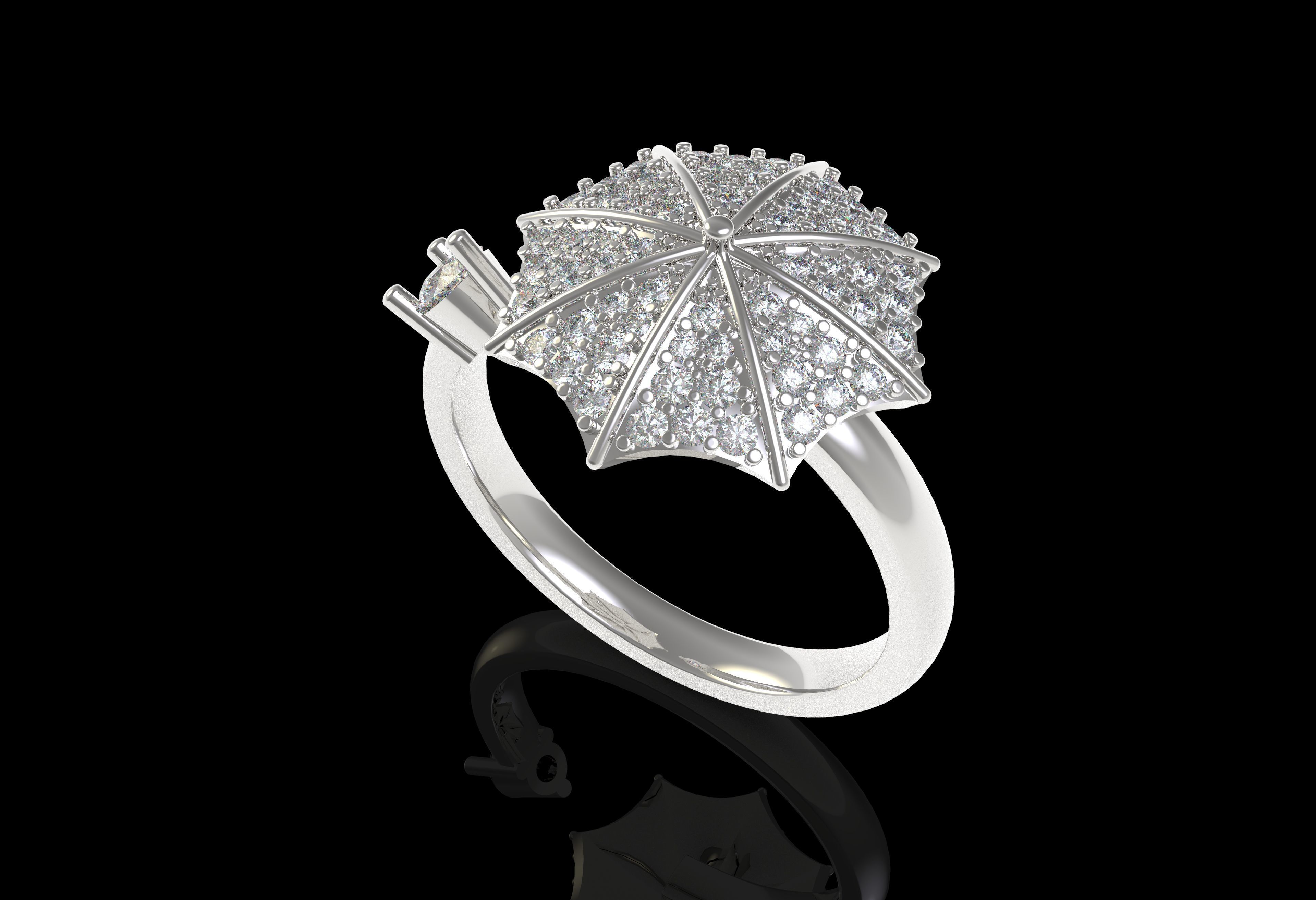 Umbrella Diamond Ring 3D print model_25