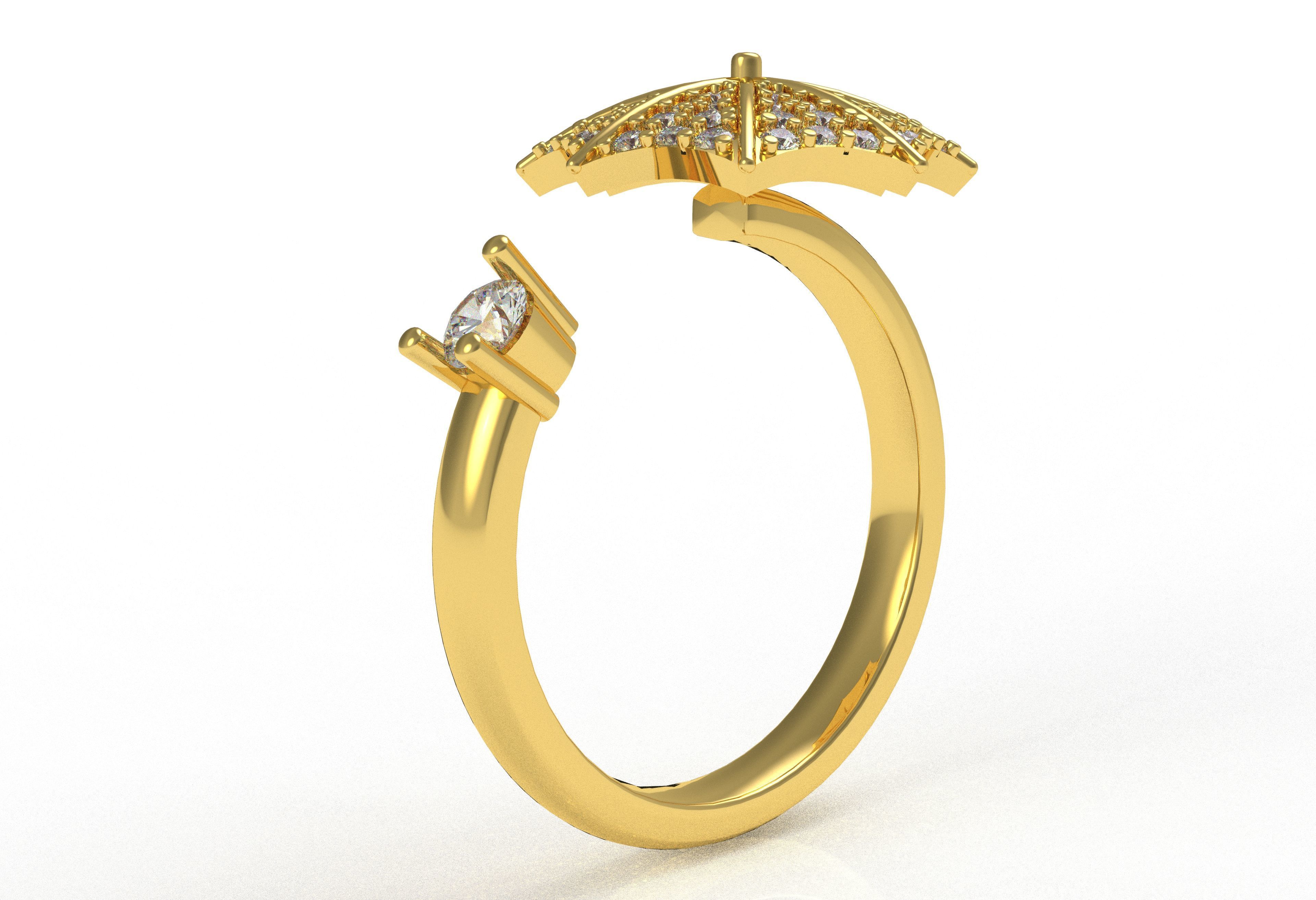 Umbrella Diamond Ring 3D print model_8