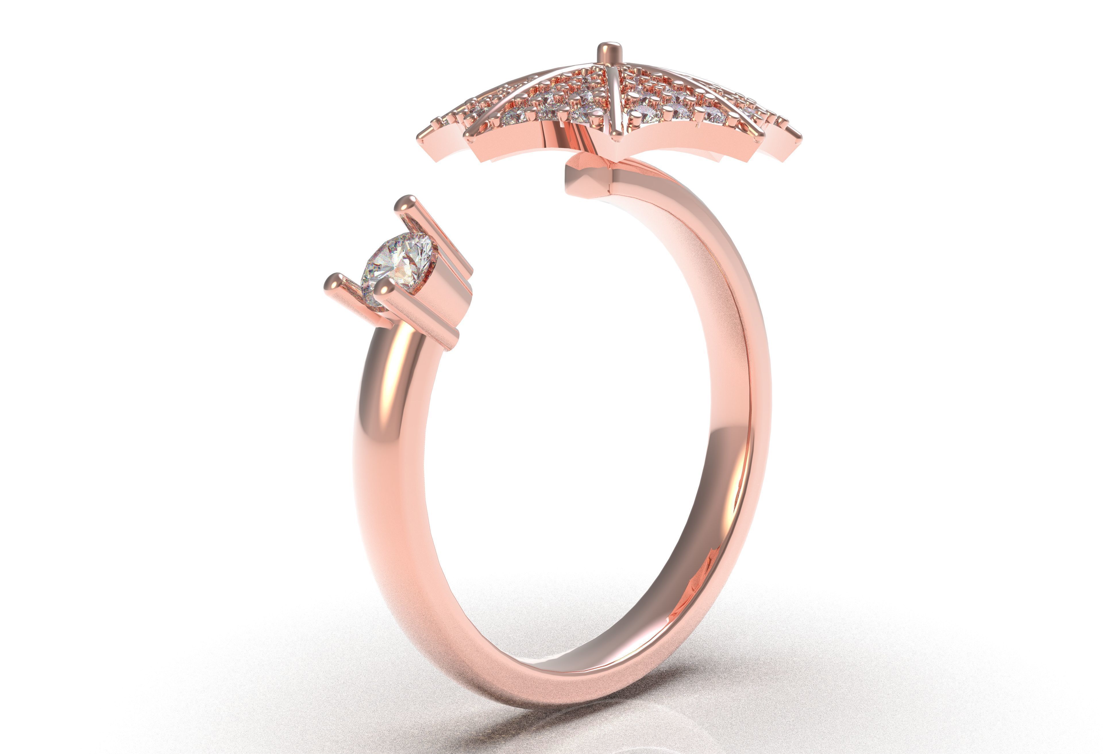 Umbrella Diamond Ring 3D print model_18