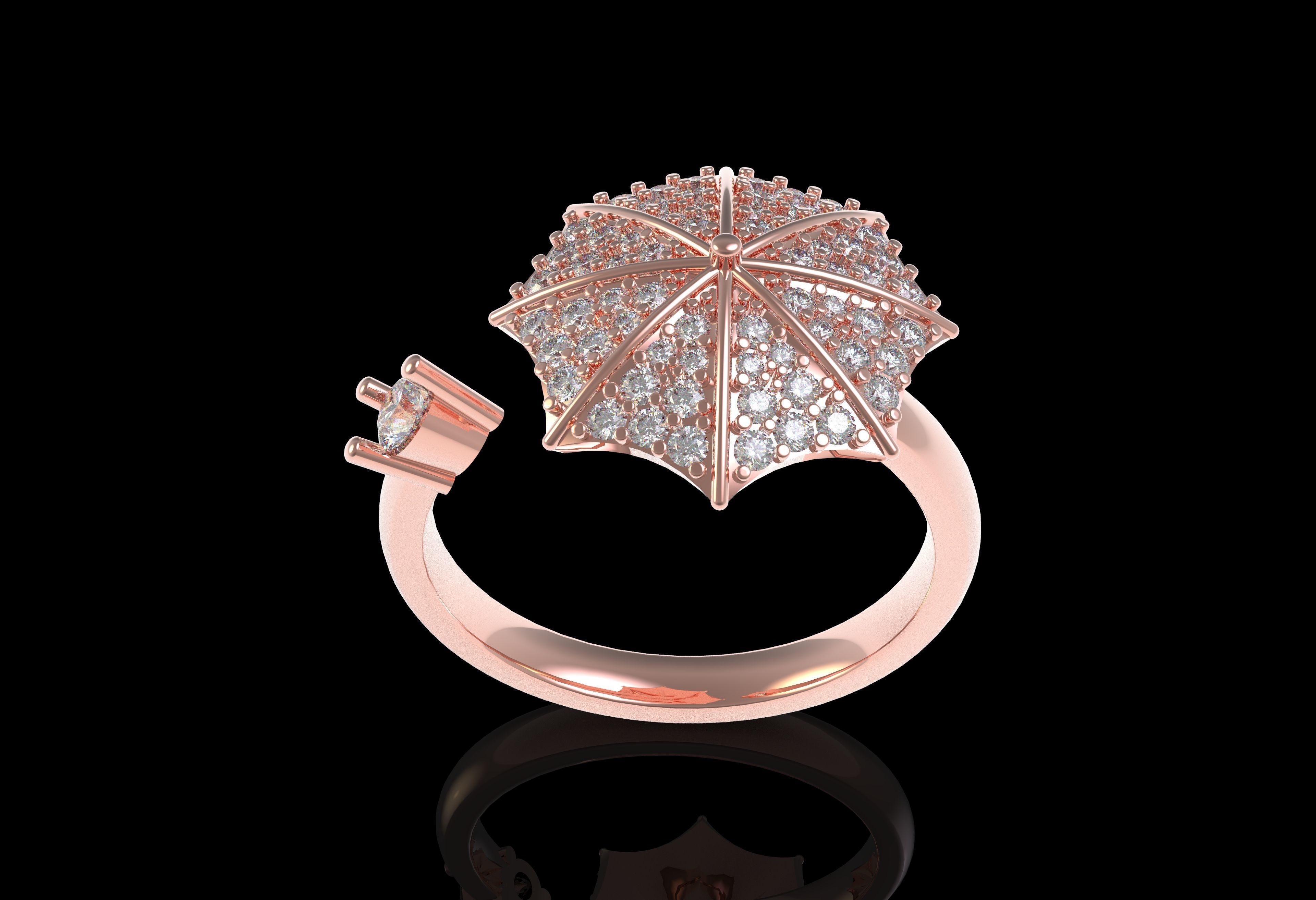Umbrella Diamond Ring 3D print model_29