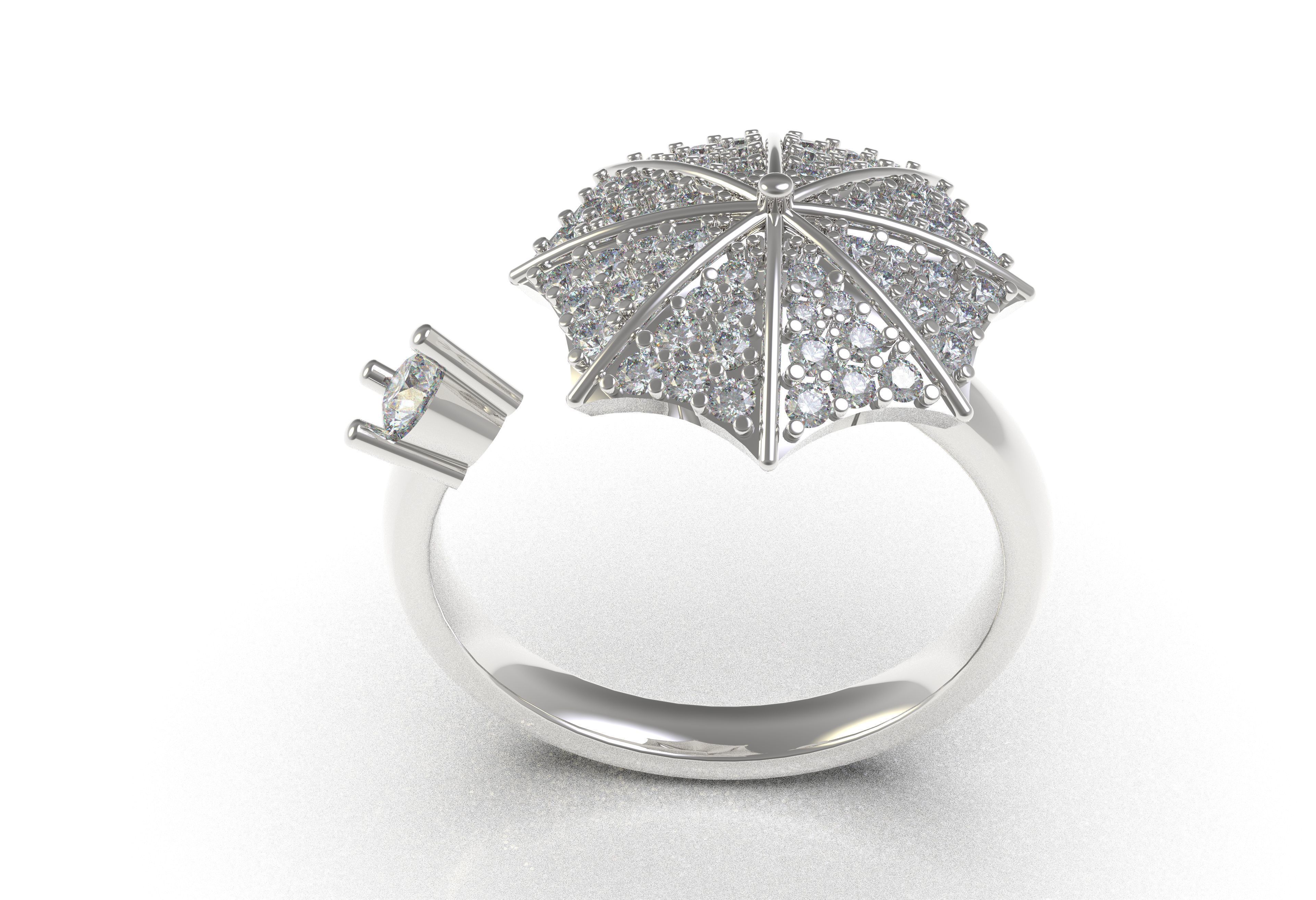 Umbrella Diamond Ring 3D print model_9