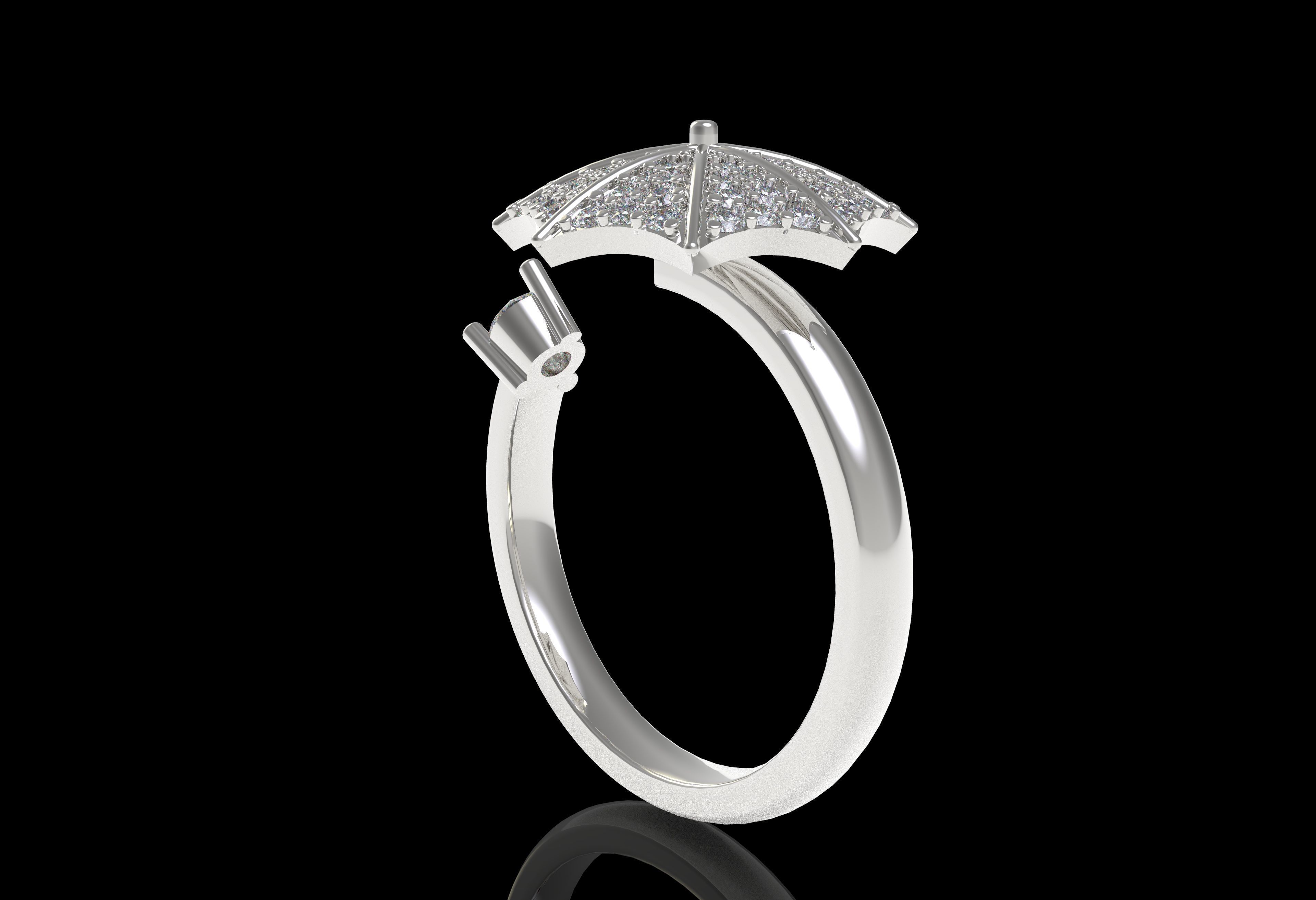 Umbrella Diamond Ring 3D print model_27