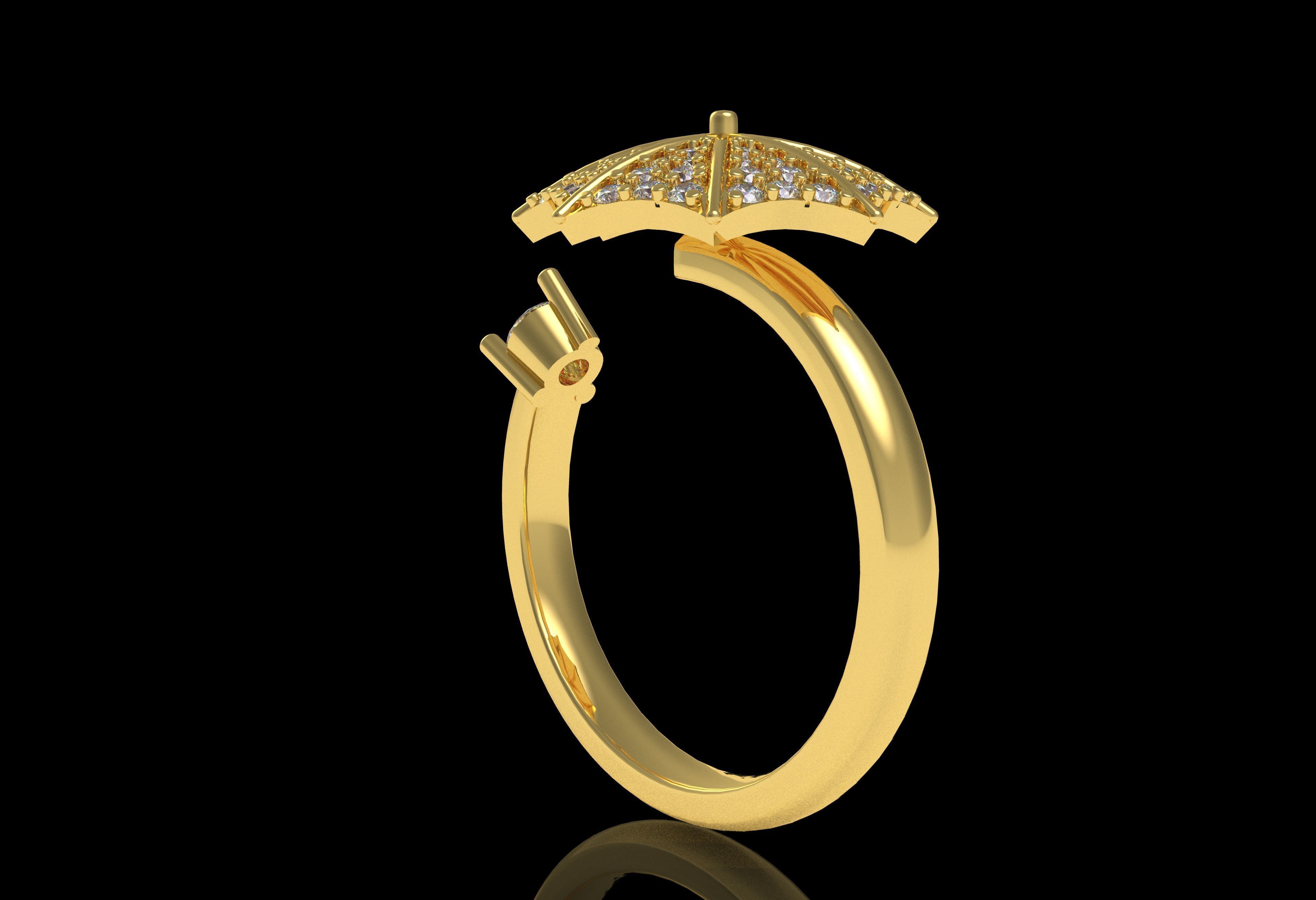 Umbrella Diamond Ring 3D print model_22