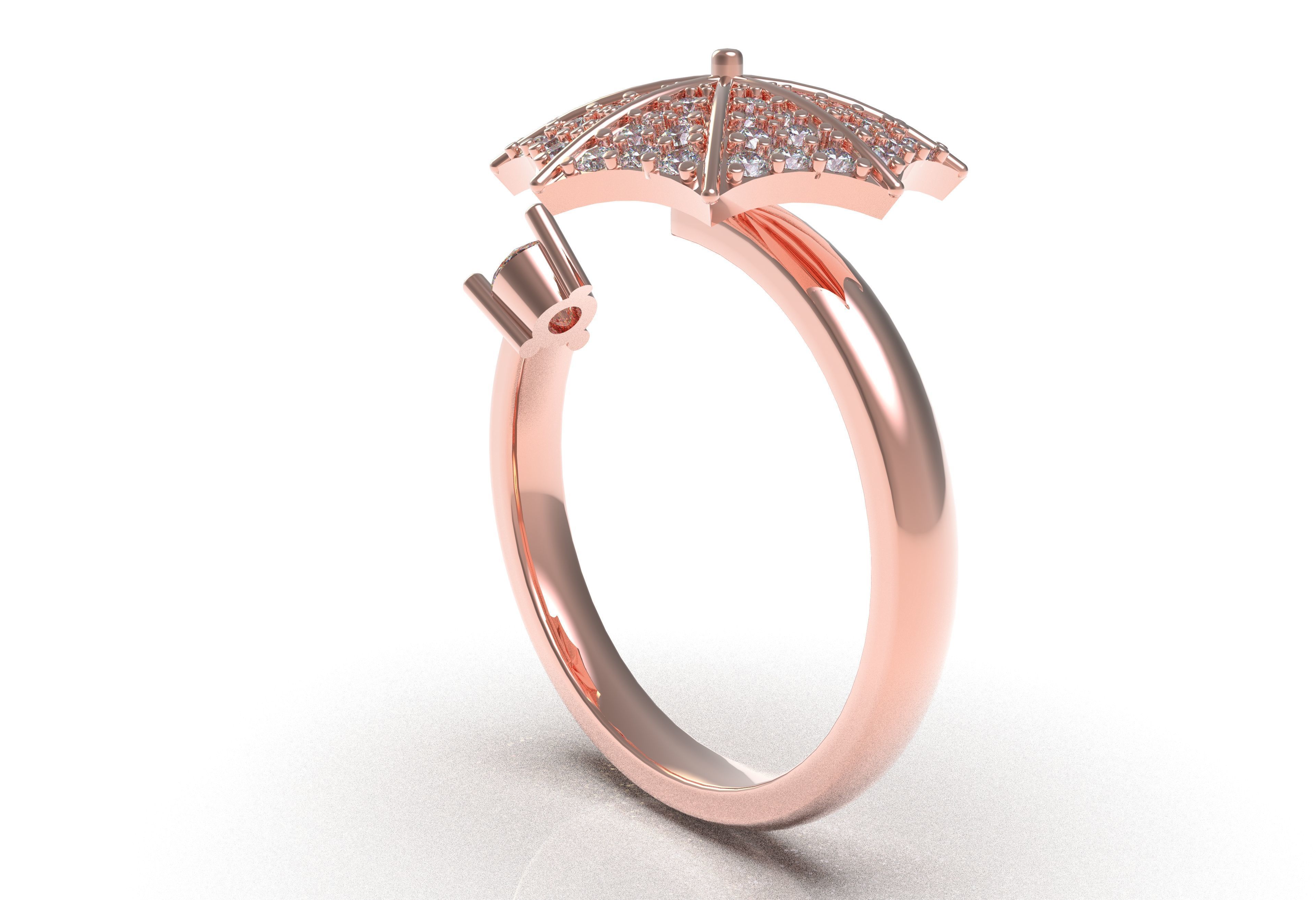 Umbrella Diamond Ring 3D print model_17