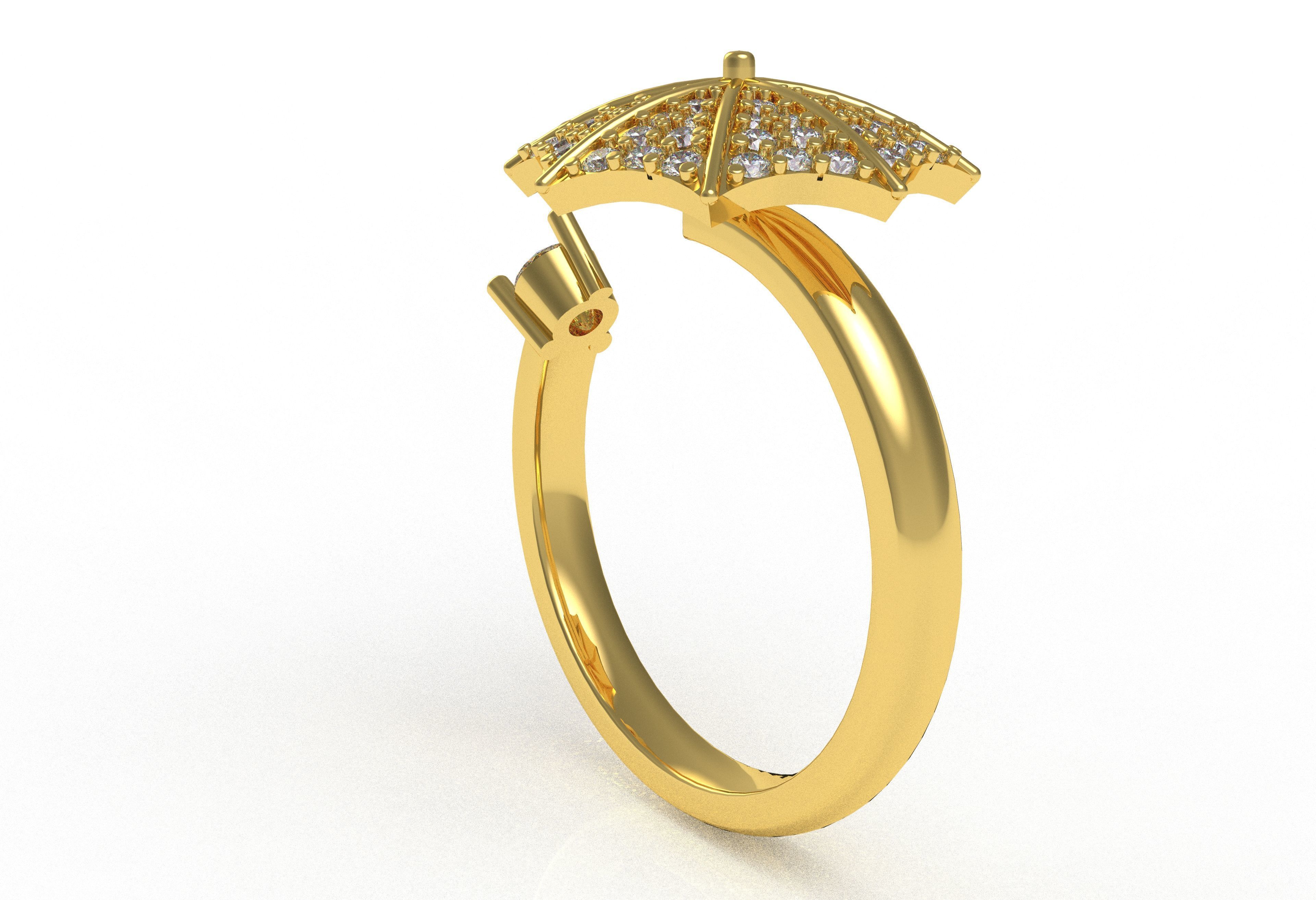 Umbrella Diamond Ring 3D print model_7