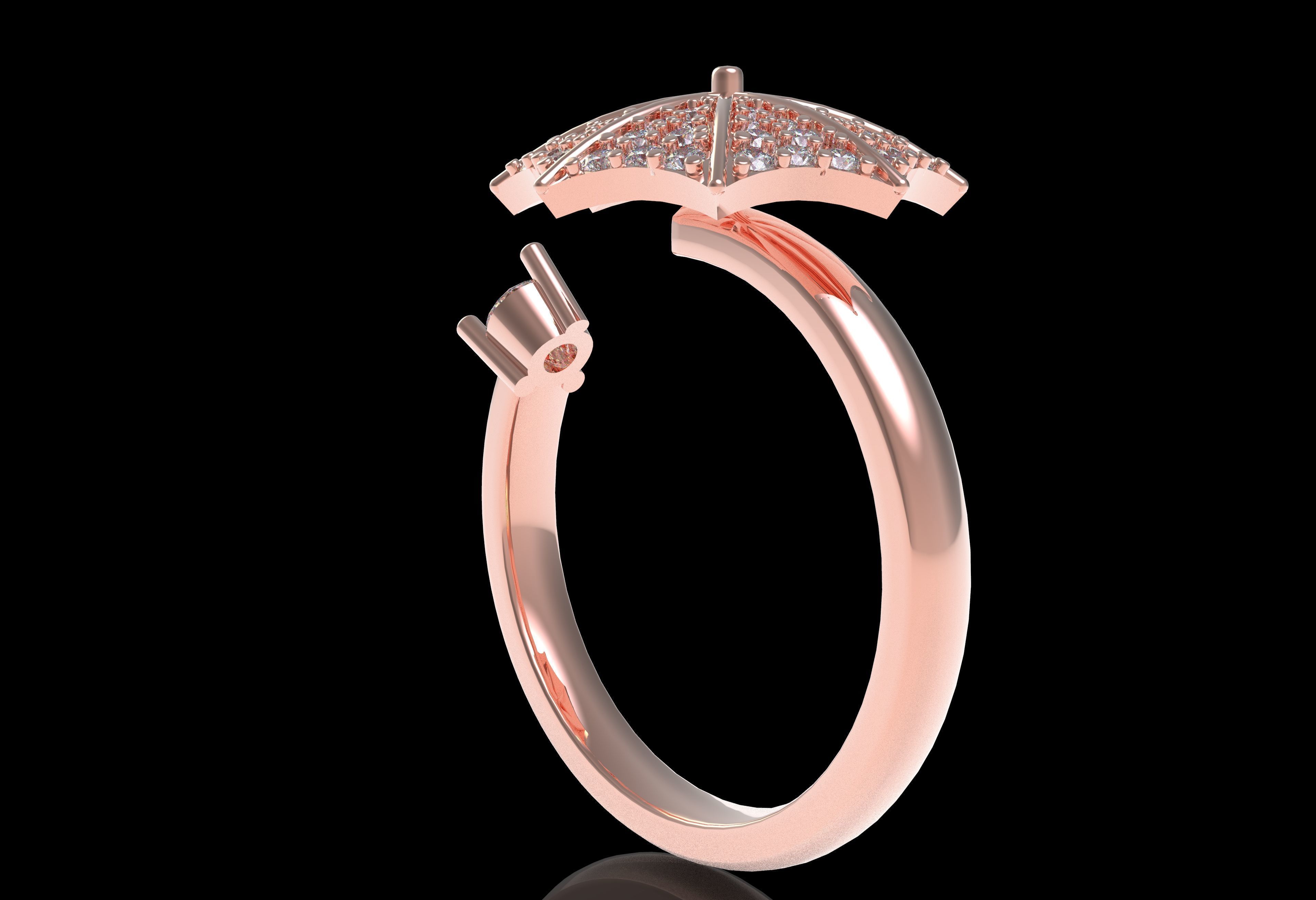 Umbrella Diamond Ring 3D print model_32