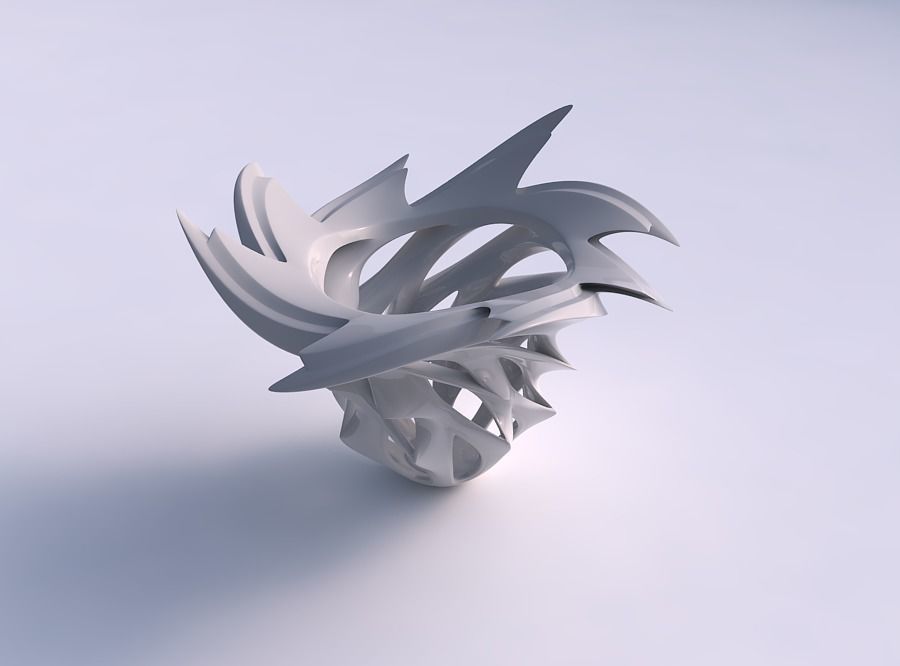 Vase rose spikes flared with smooth cuts wavy top 3D print model_0