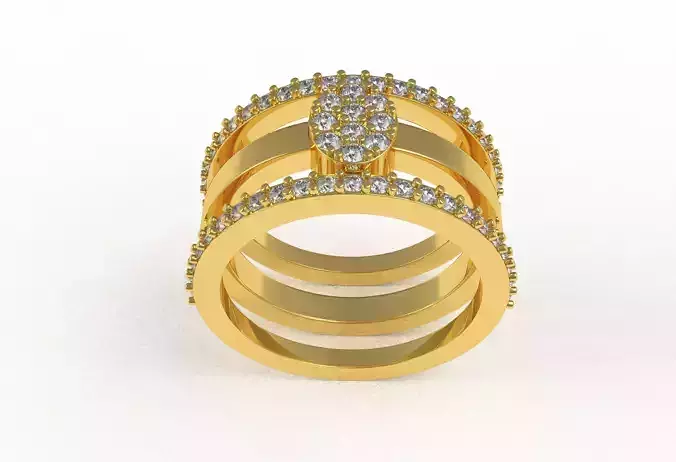 Simple Oval Solitaire Ring with Two Wedding Band