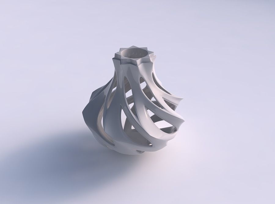Vase rose spikes bulged with smooth cuts wide middle 3D print model_0