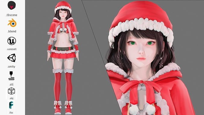 Christmas Clothing 0001 - UE5 - Unity - Blender - Animated Low-poly 3D model